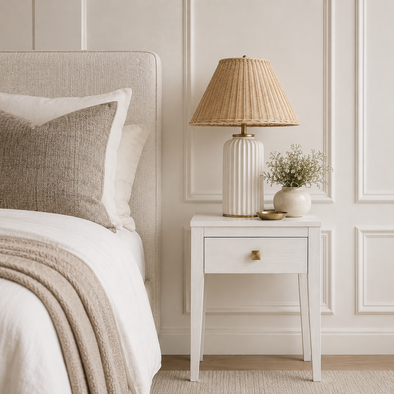 Radford 1 Drawer Bedside Table - White by D.I. Designs