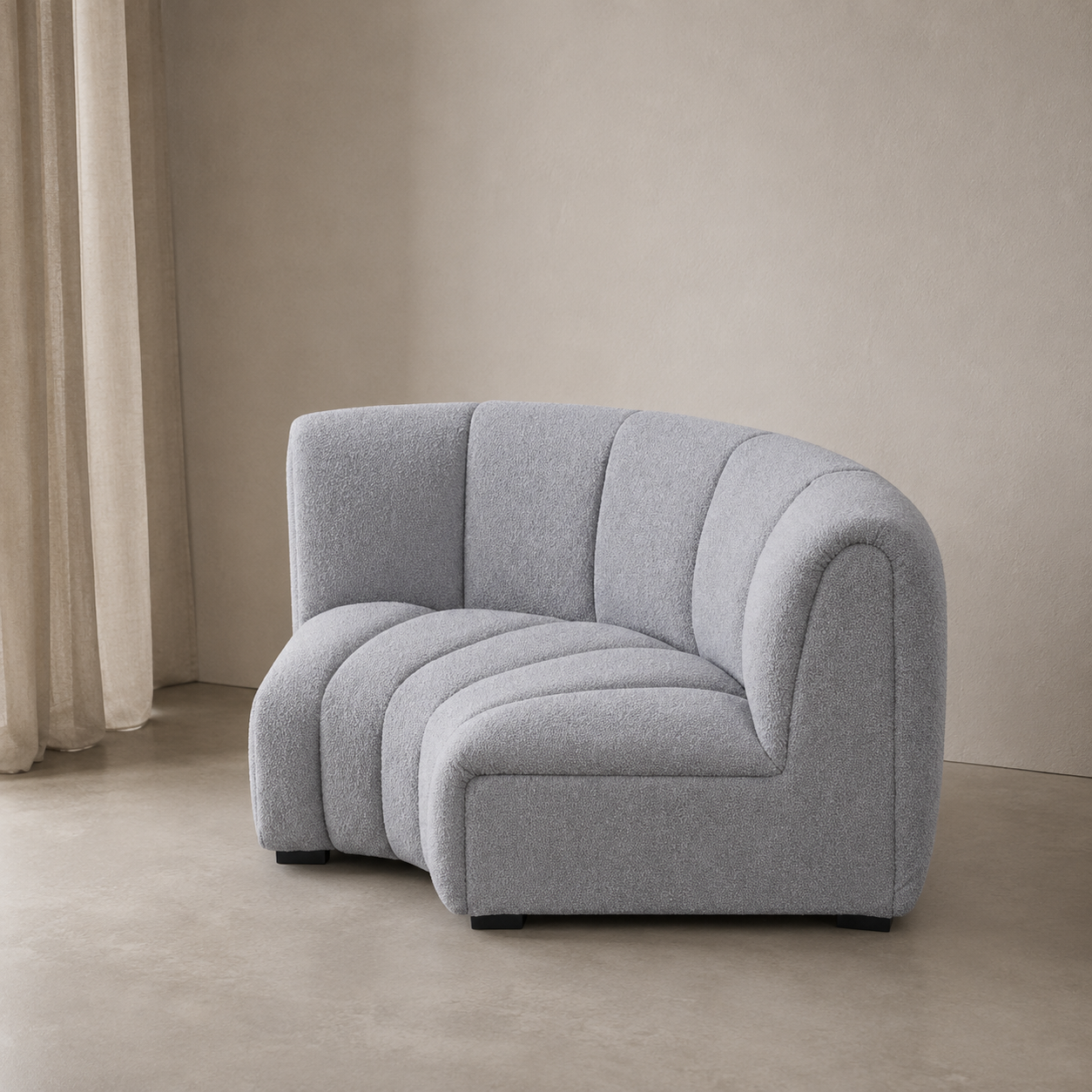 Ralph Boucle Graphic Grey Round Corner Sofa by Liang & Eimil
