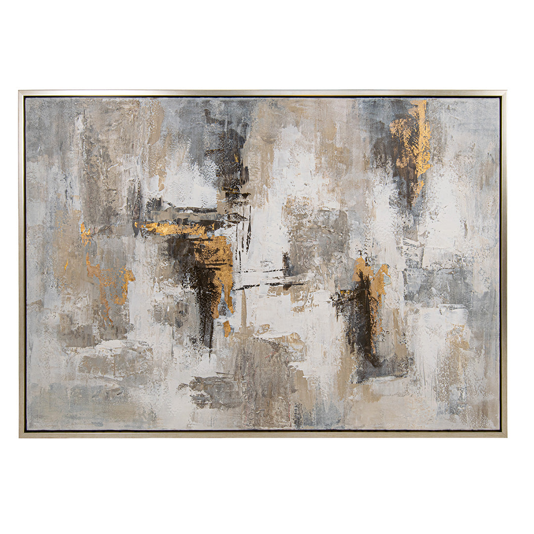Beale Champagne, Grey, Gold & White Canvas by RV Astley
