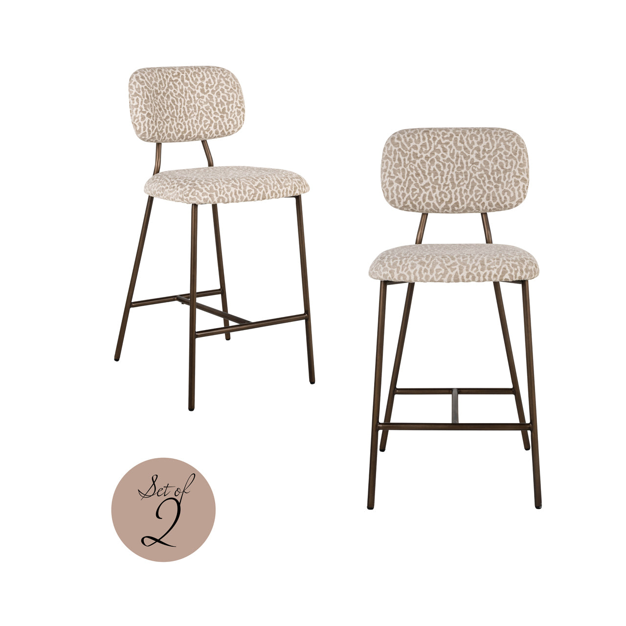 Xenia Beige Leopard Counter Stool (Set of 2) by Richmond Interiors