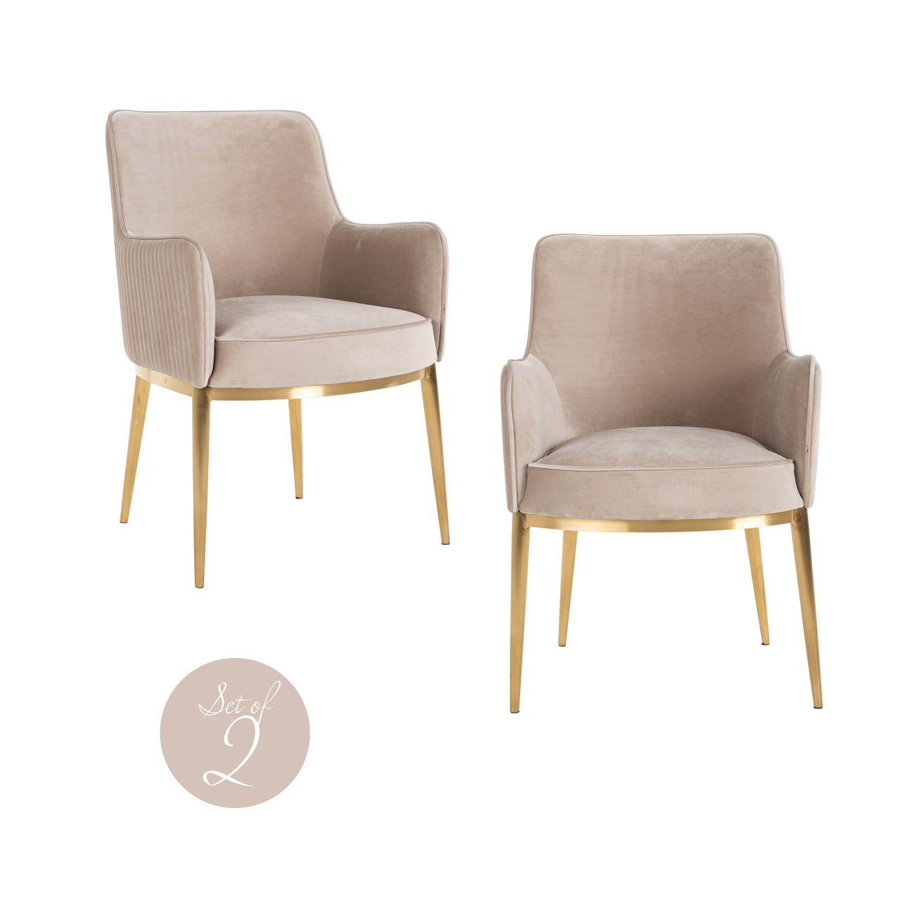 Dining chair Breeze khaki velvet fire retardant (Set of 2) by Richmond Interiors