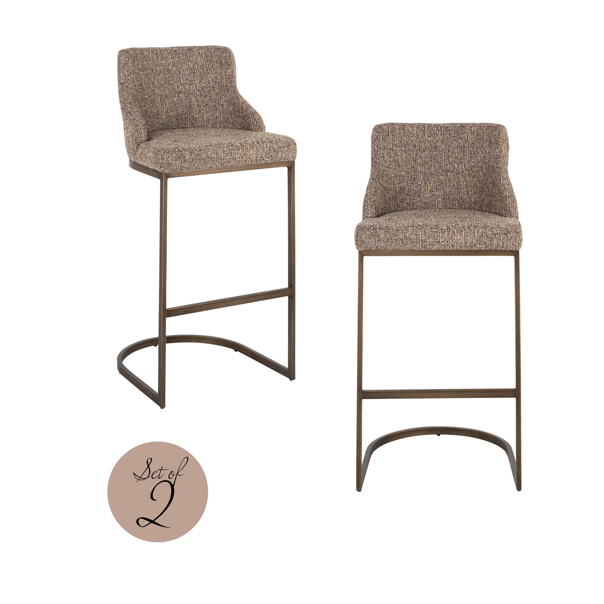 Bar stool Bolton brown tweed (Set of 2) by Richmond Interiors