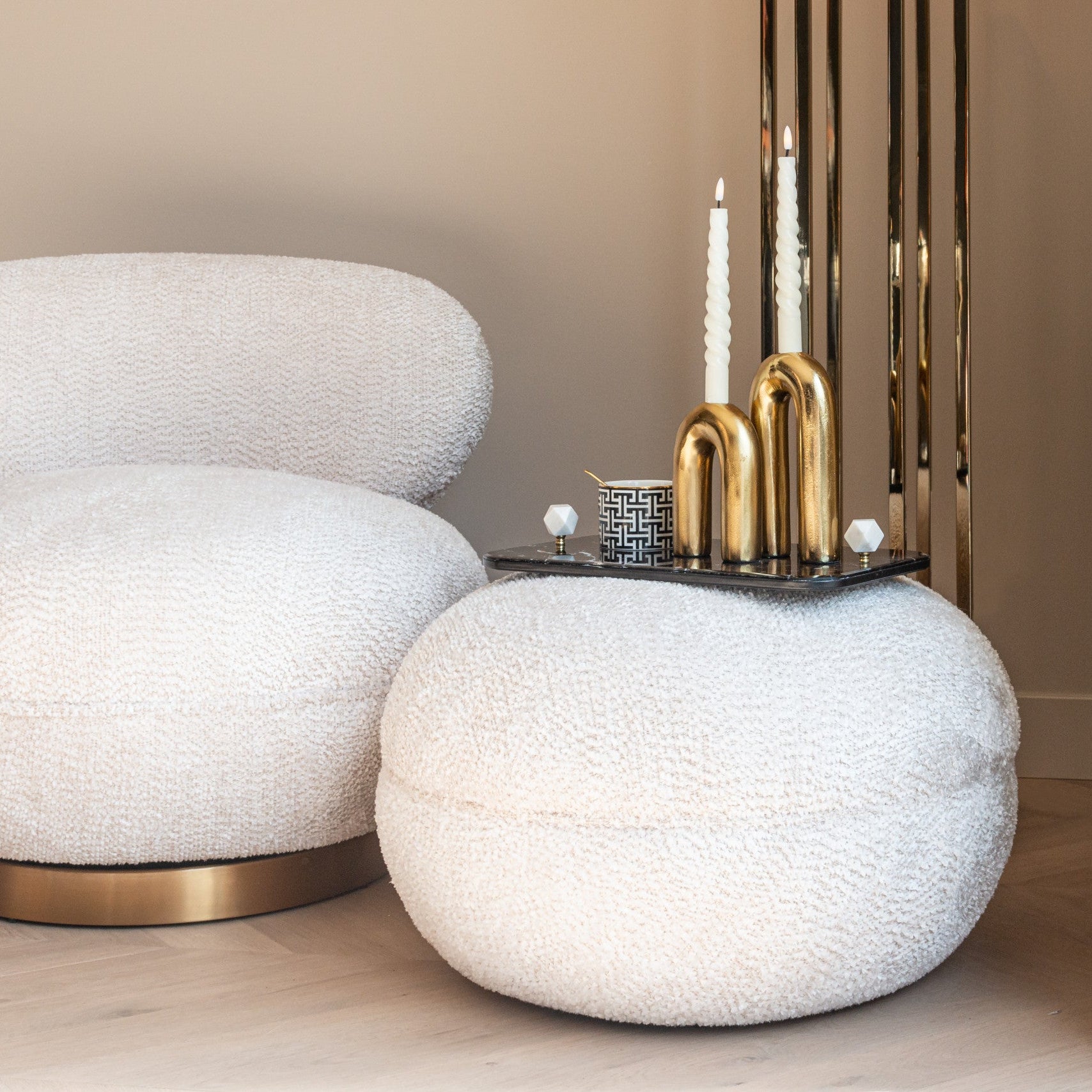 Jace Beige Tiger Pouffe & Footstool by Richmond Interiors