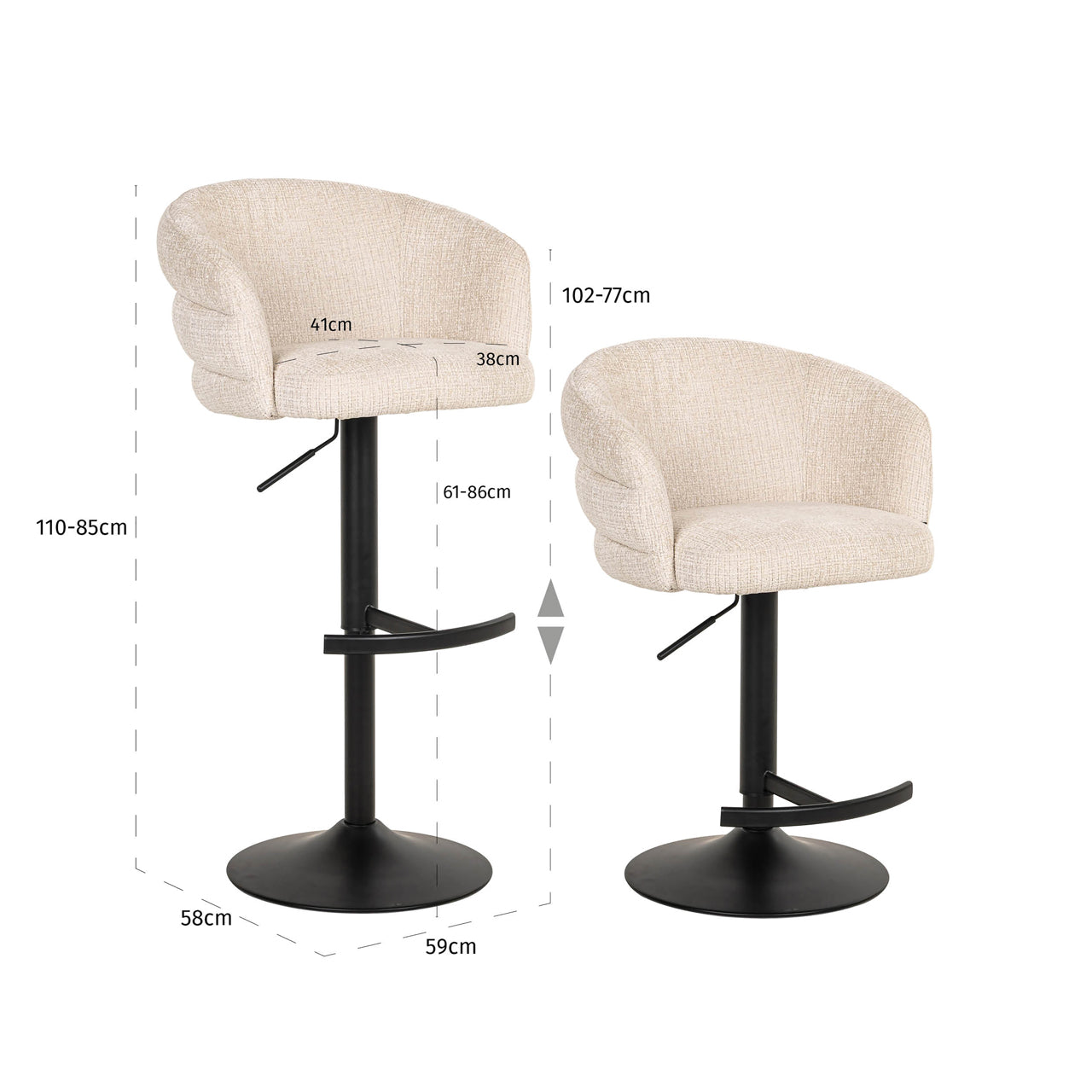 Nikki Niagara Beige Swivel Bar Stool by Richmond Interiors