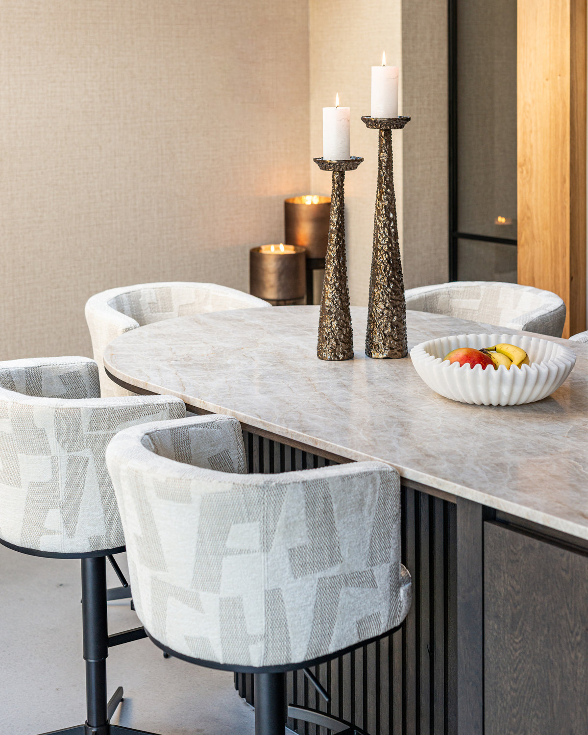 Bar stool Cheyenne beige graffic swivel by Richmond Interiors