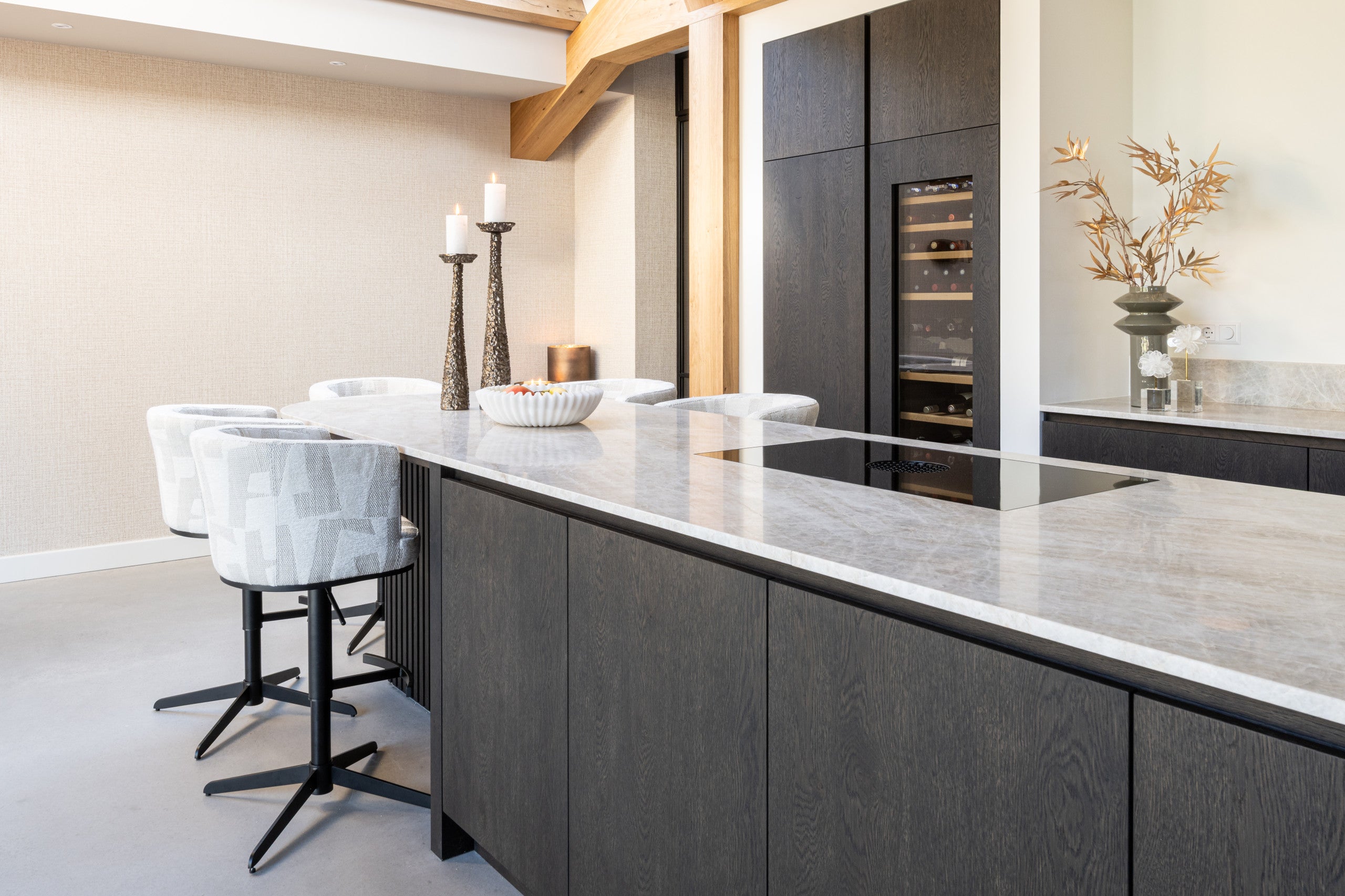 Bar stool Cheyenne beige graffic swivel by Richmond Interiors