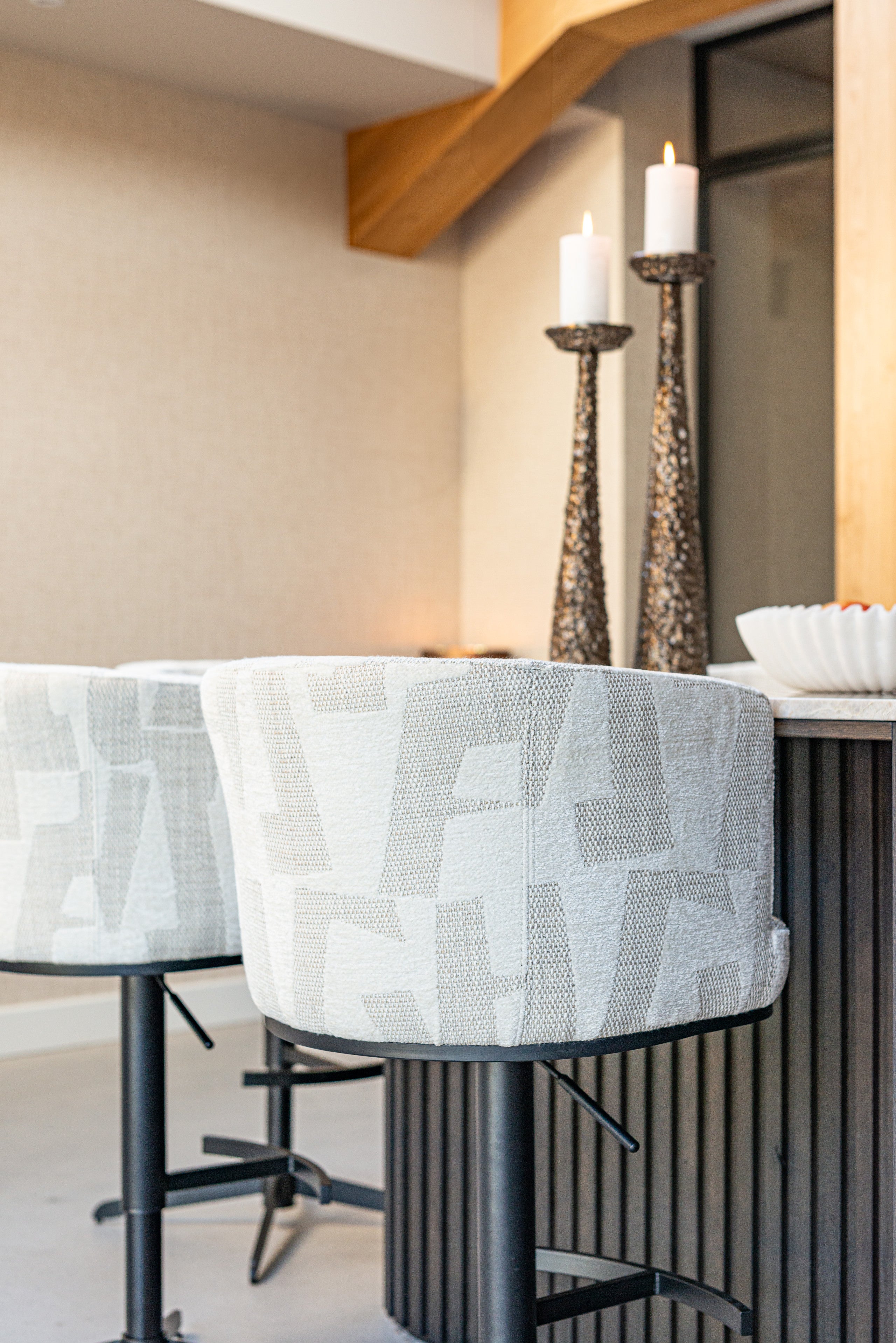 Bar stool Cheyenne beige graffic swivel by Richmond Interiors