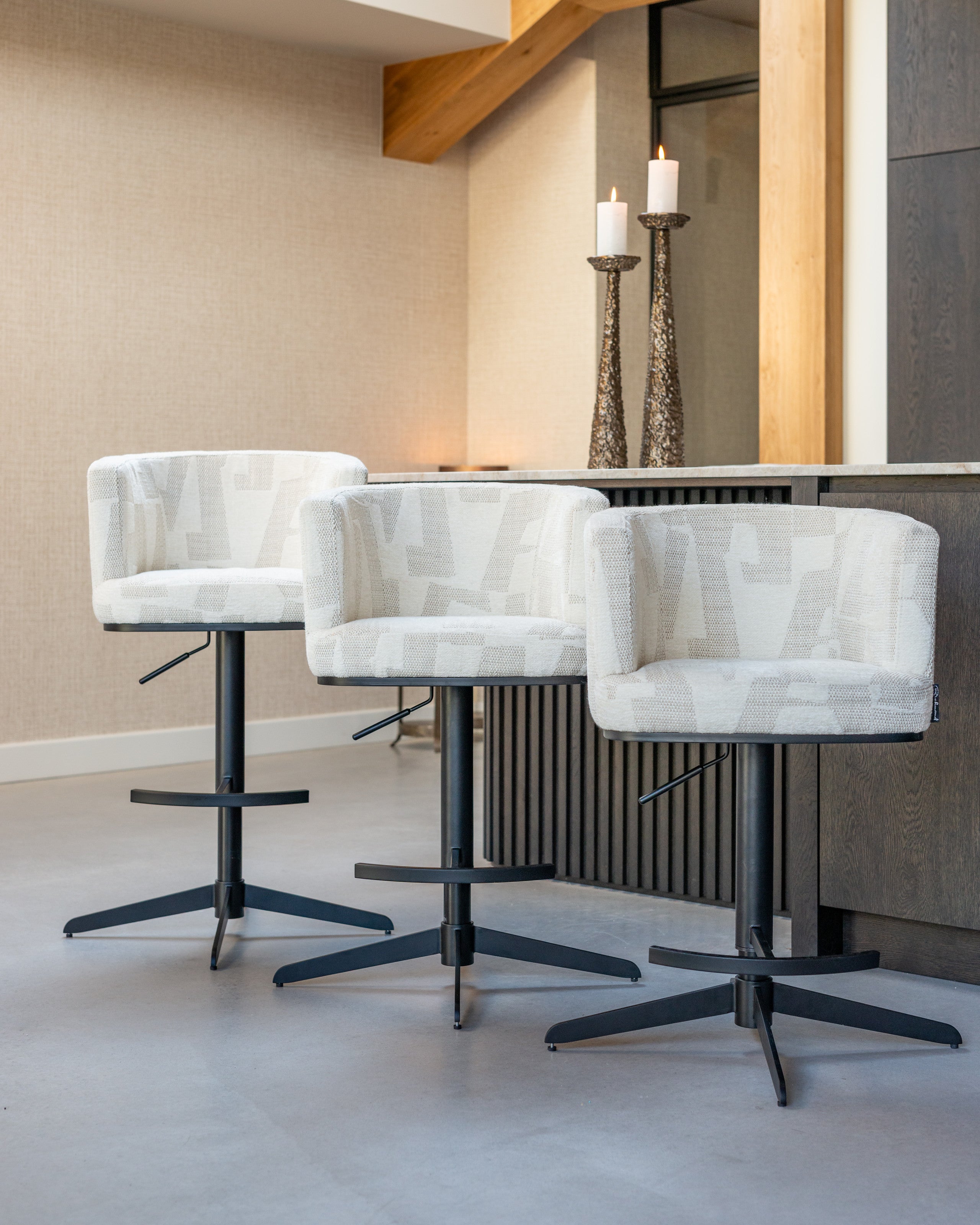 Bar stool Cheyenne beige graffic swivel by Richmond Interiors