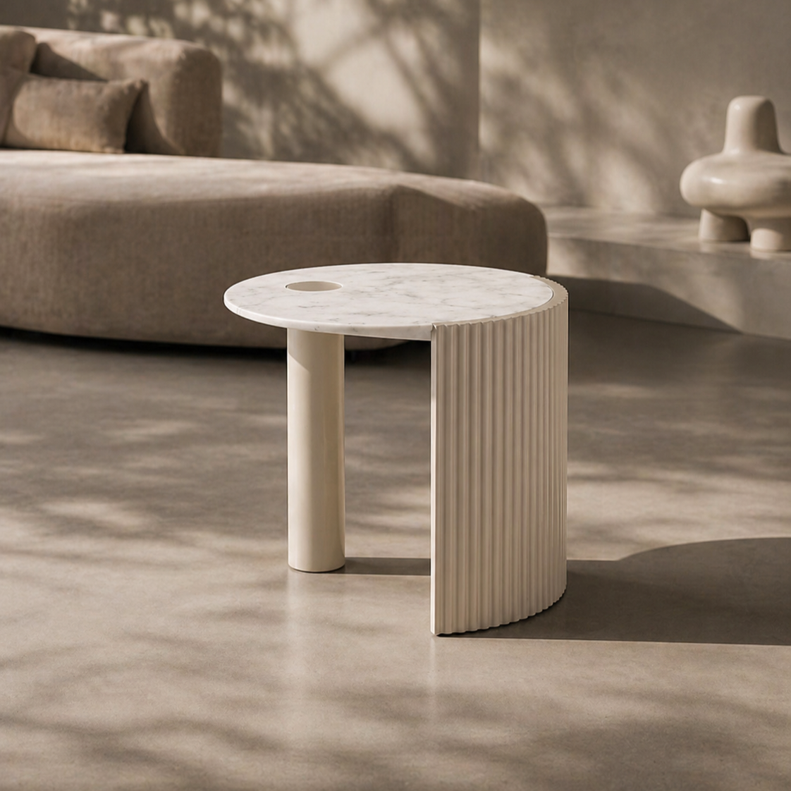 Salida Beige Side Table by Tommy Franks