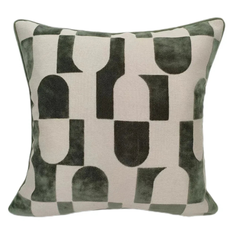 Chill Pill Sage Geometric Velvet Cushion Paul Moneypenny