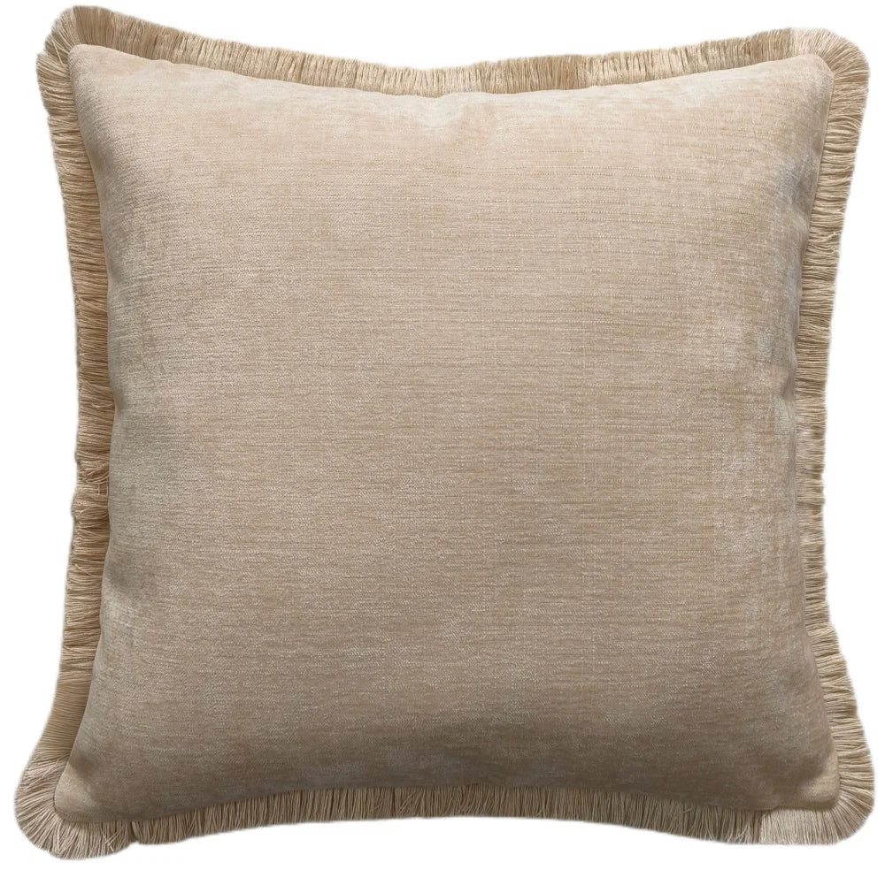 Curtain Call Neutral Chenille & Fringe Cushion 45 cm Paul Moneypenny