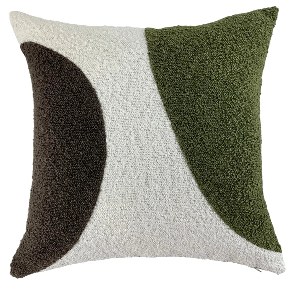 Otto Olive Boucle Abstract Circle Cushion 45 cm x 45 cm Malini