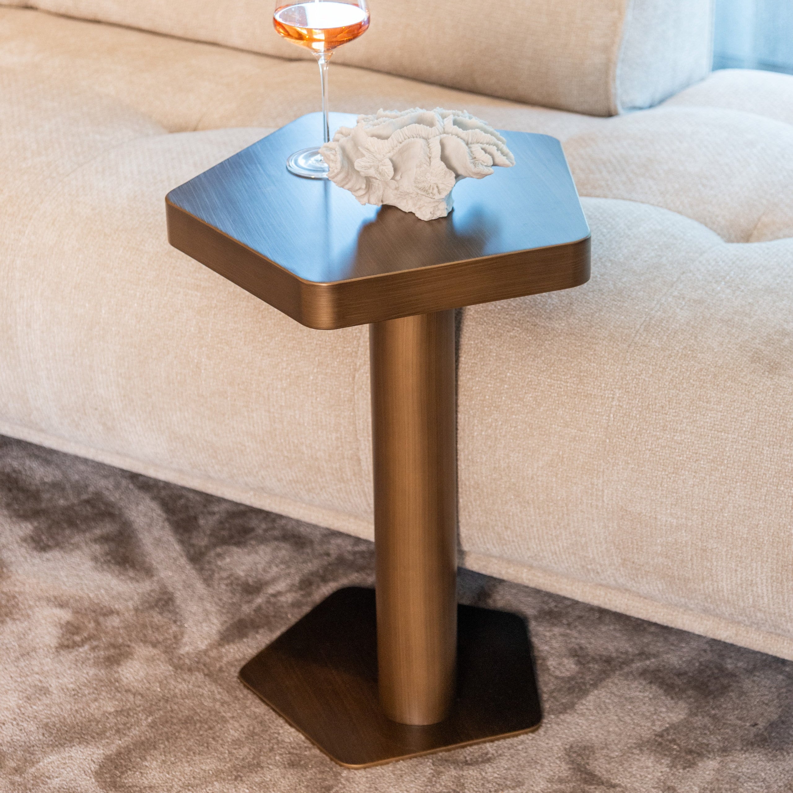 Hexa Brushed Gold Side Table by Richmond Interiors