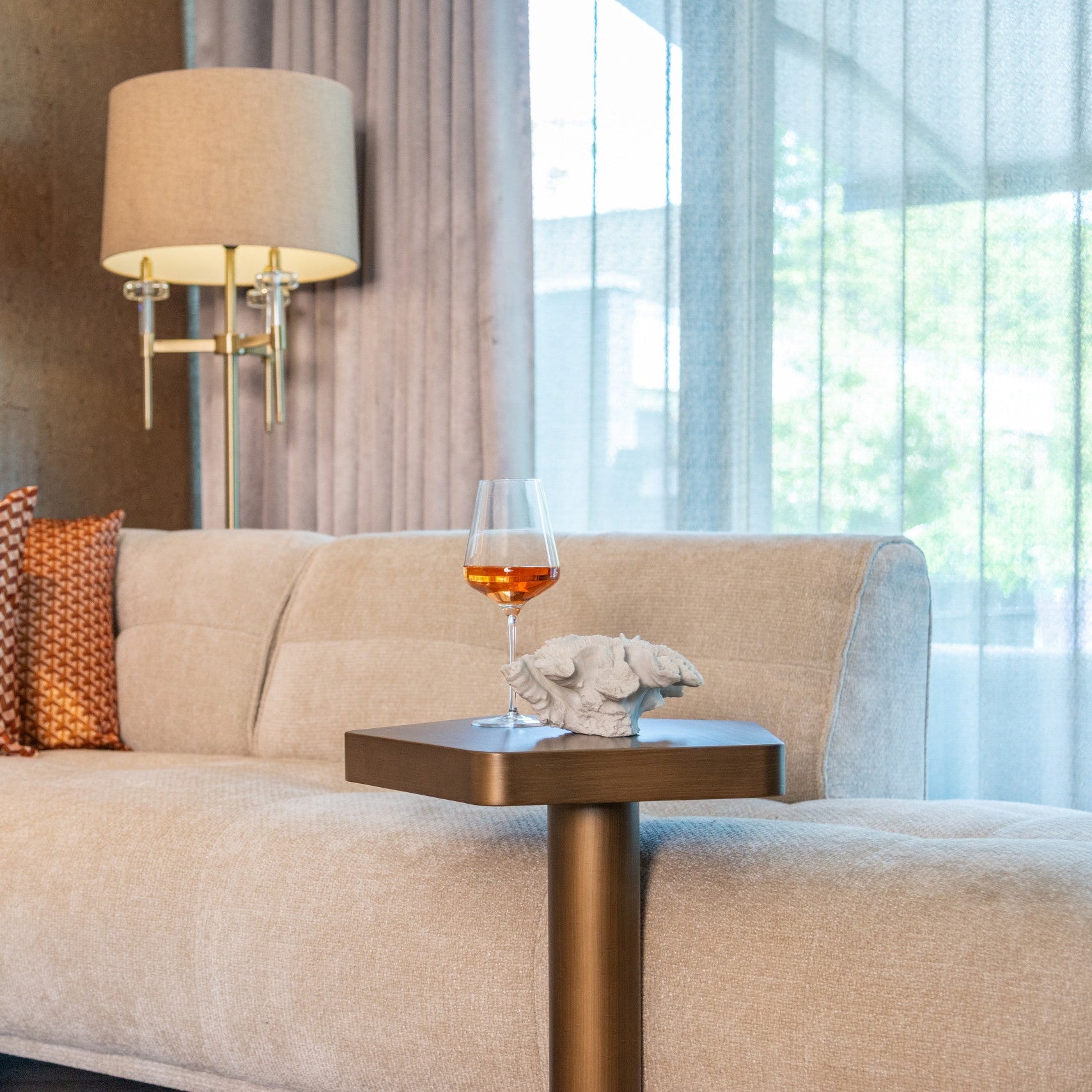 Hexa Brushed Gold Side Table by Richmond Interiors