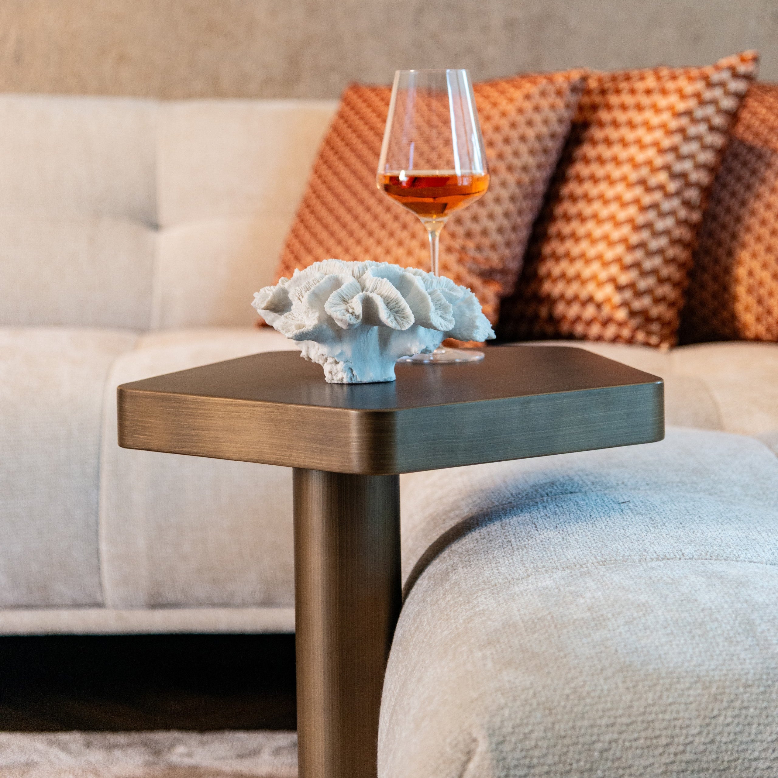 Hexa Brushed Gold Side Table by Richmond Interiors