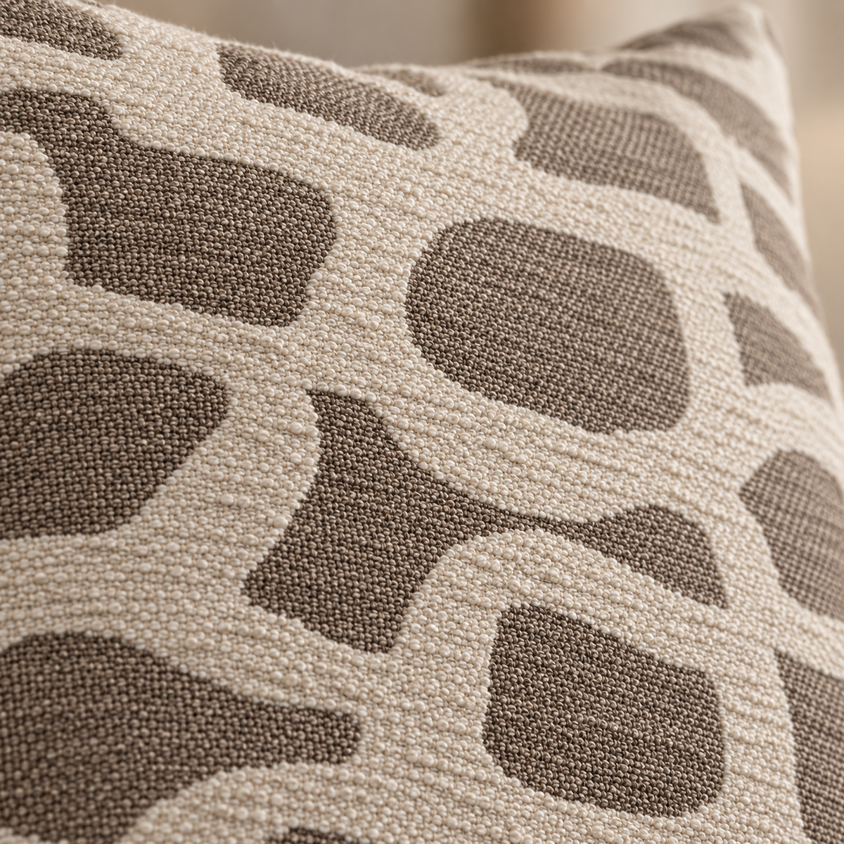 Scribble Jacquard Patterned Cushion 50x50cm - Natural Malini