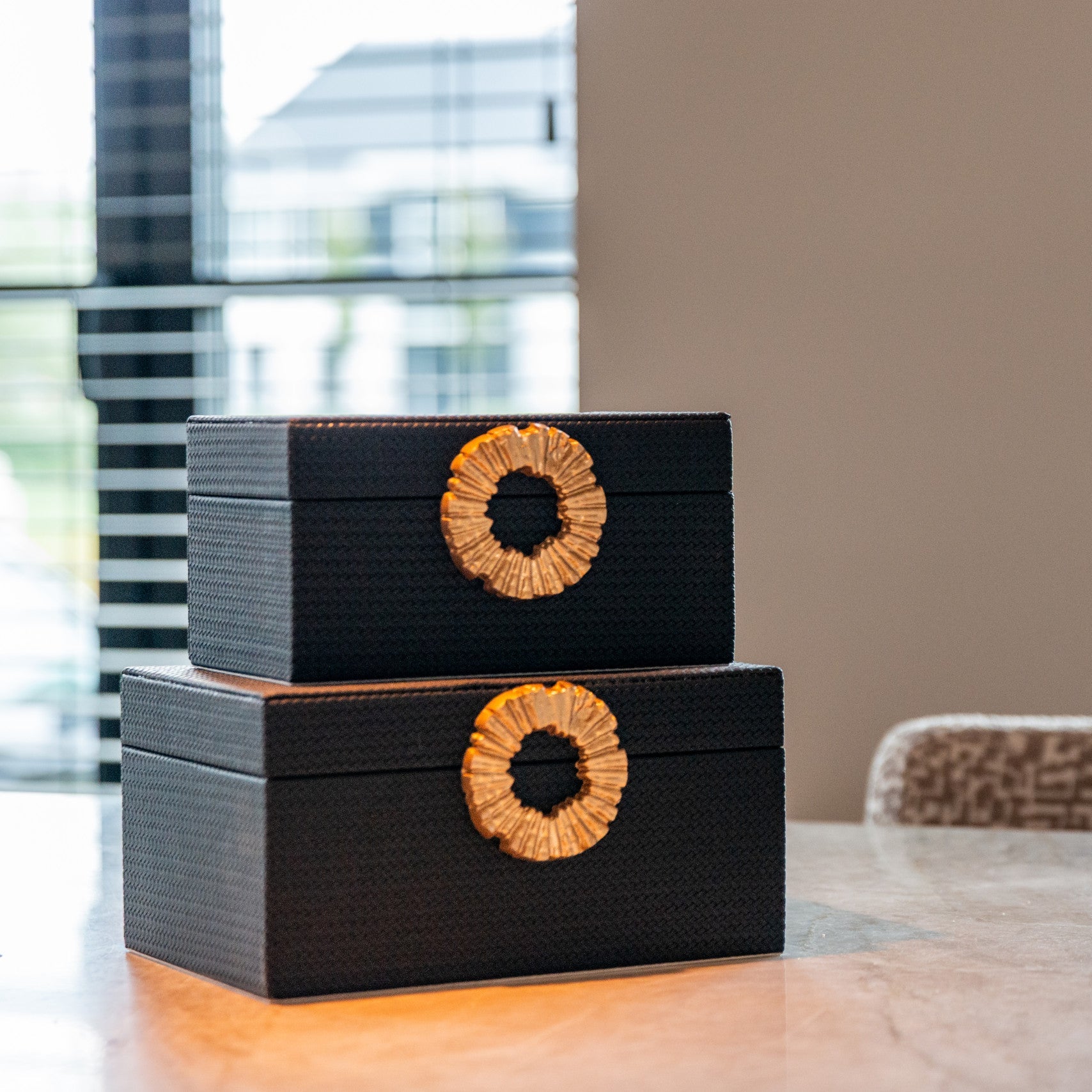 Storage box Amal black/gold large by Richmond Interiors