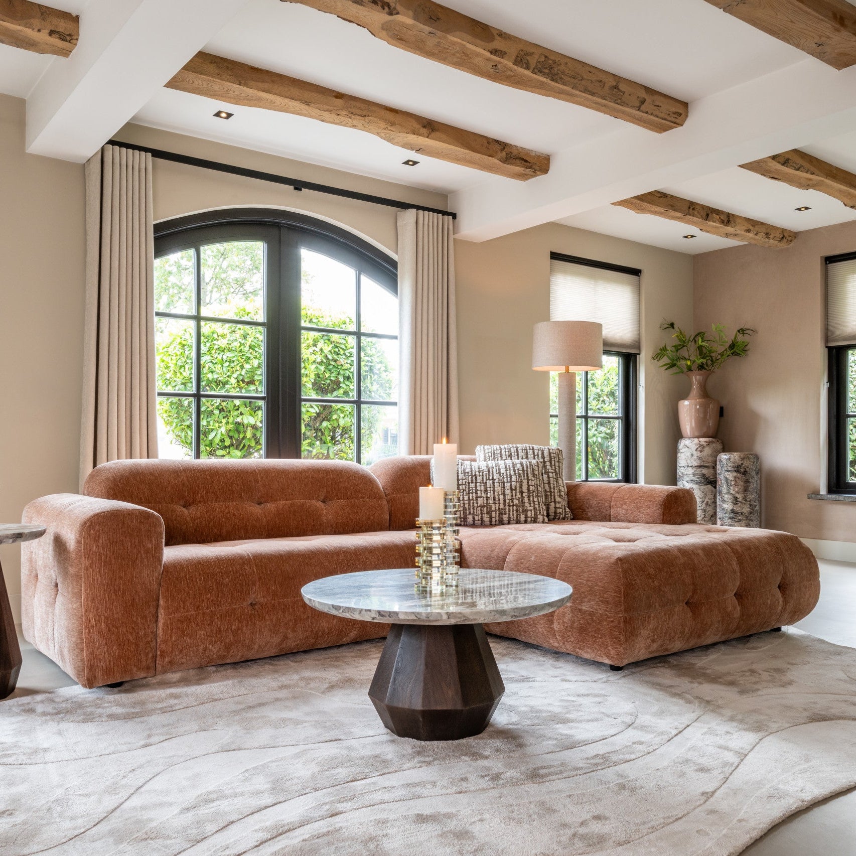 Oberoy Blush Beige Coffee Table - 80cm by Richmond Interiors