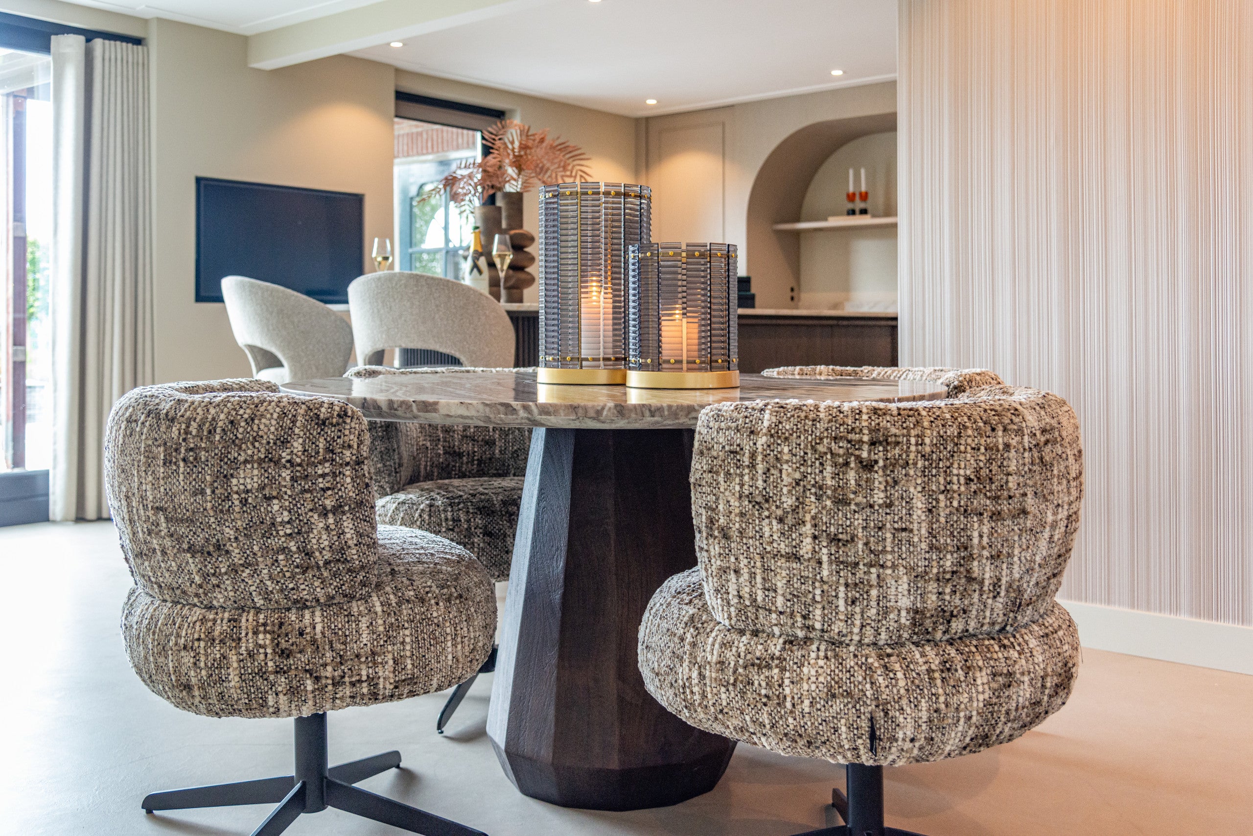 Dining chair Alexis brown omara swivel by Richmond Interiors