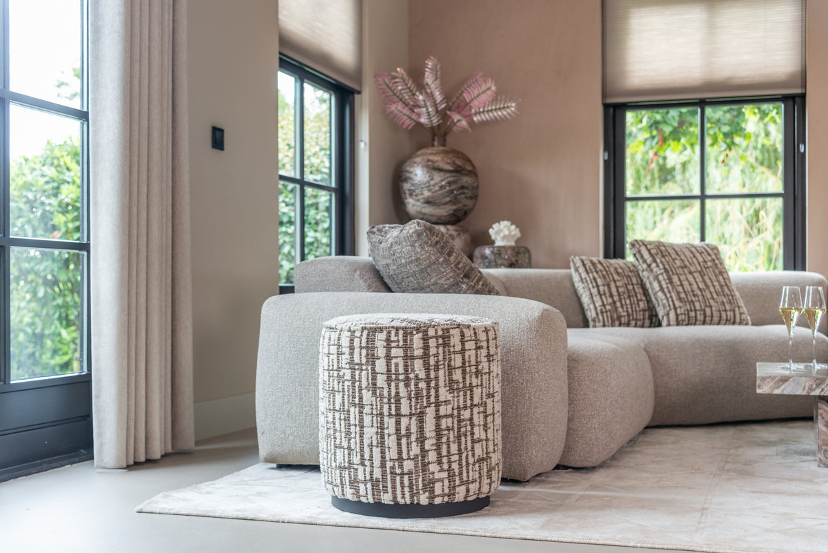 Pouffe & Footstool Lexie beige chevron 45Ø by Richmond Interiors