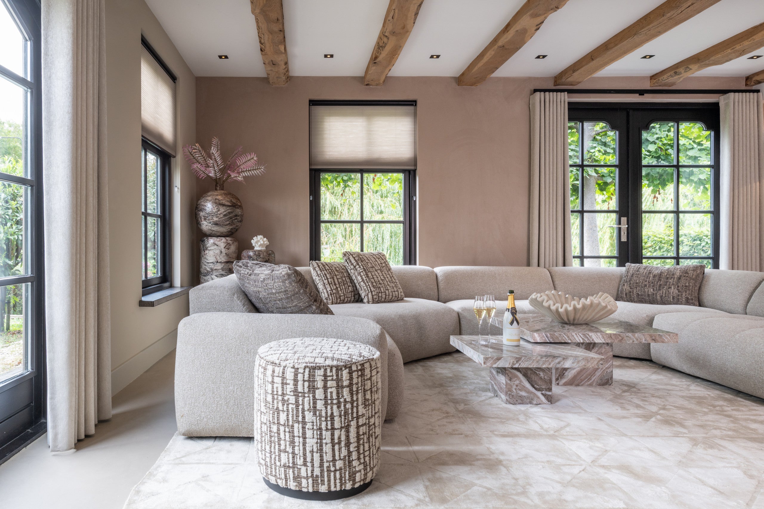 Pouffe & Footstool Lexie cream 45Ø by Richmond Interiors