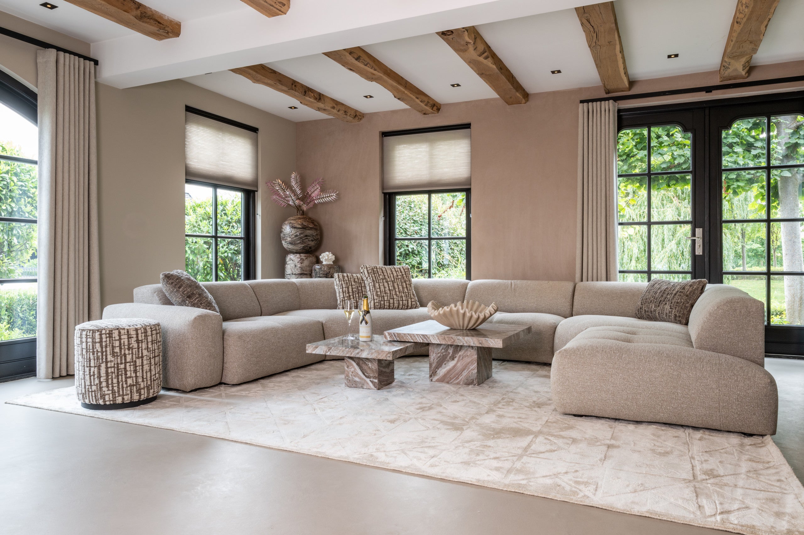 Pouffe & Footstool Lexie cream 45Ø by Richmond Interiors