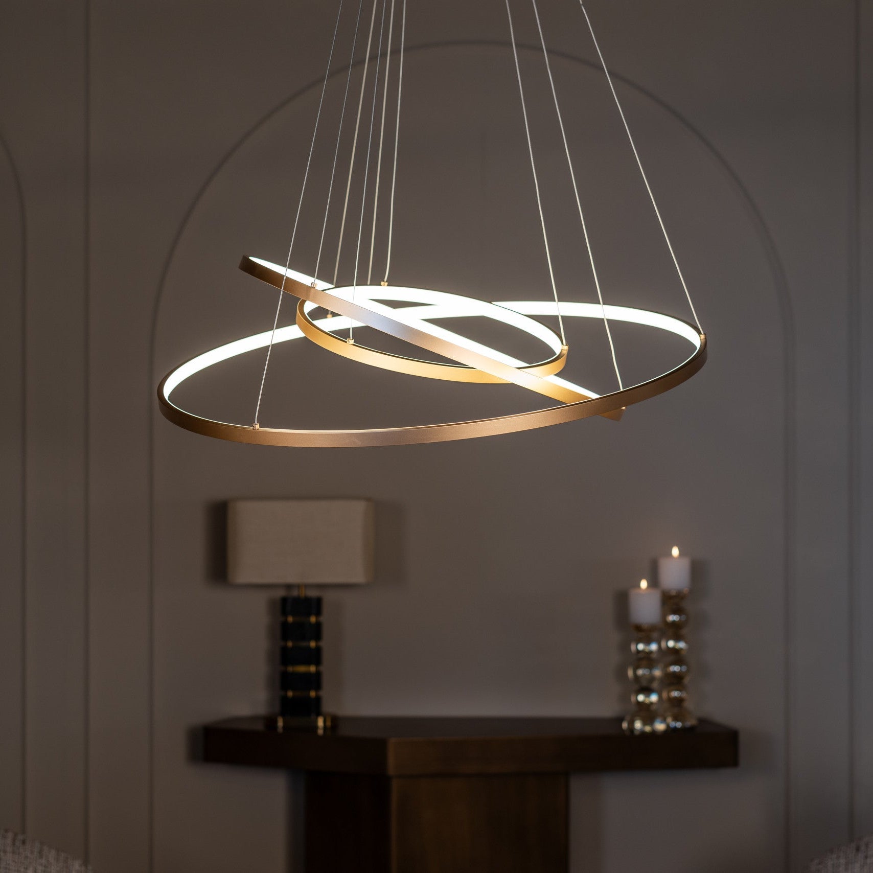 Hexa Brushed Gold Console Table by Richmond Interiors