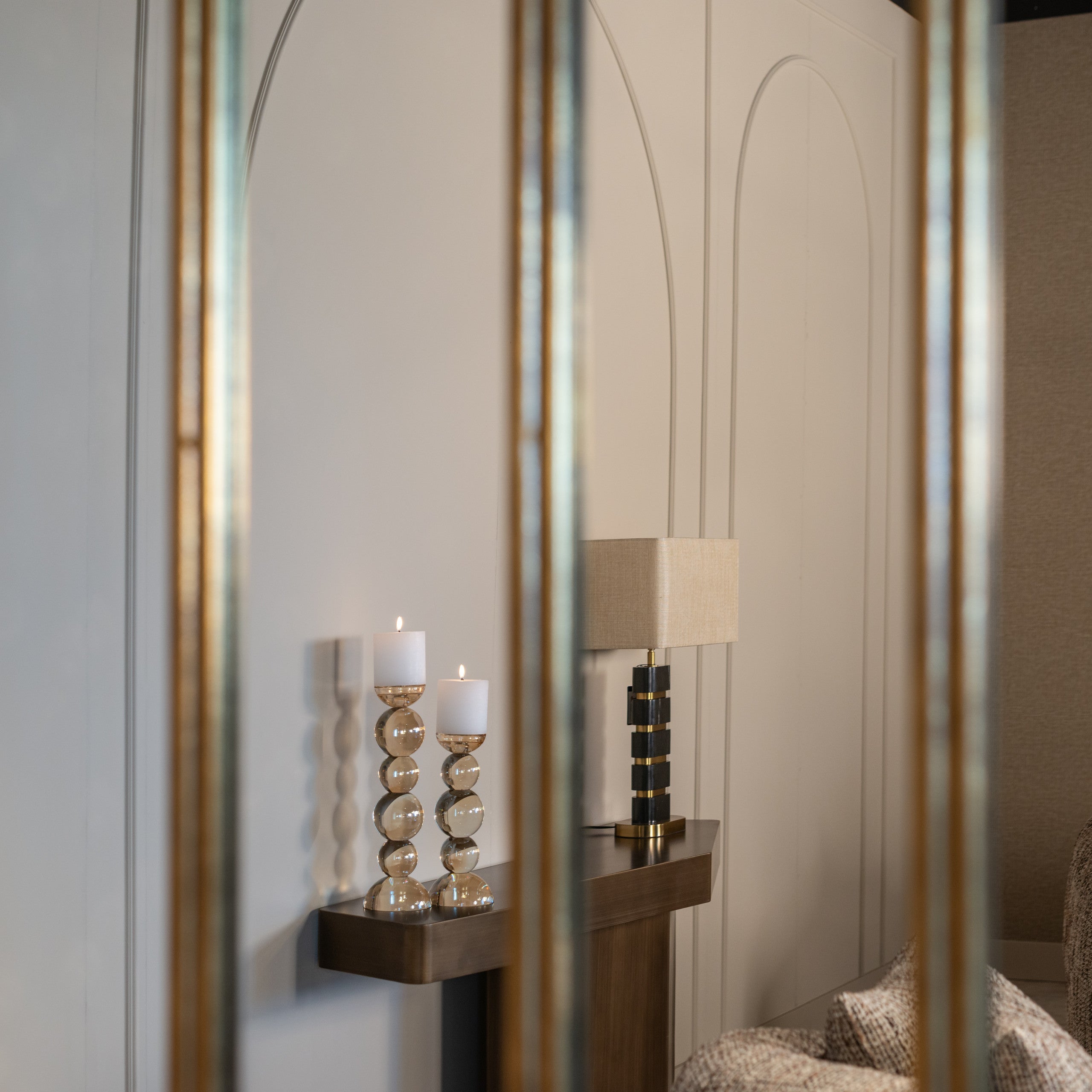 Hexa Brushed Gold Console Table by Richmond Interiors