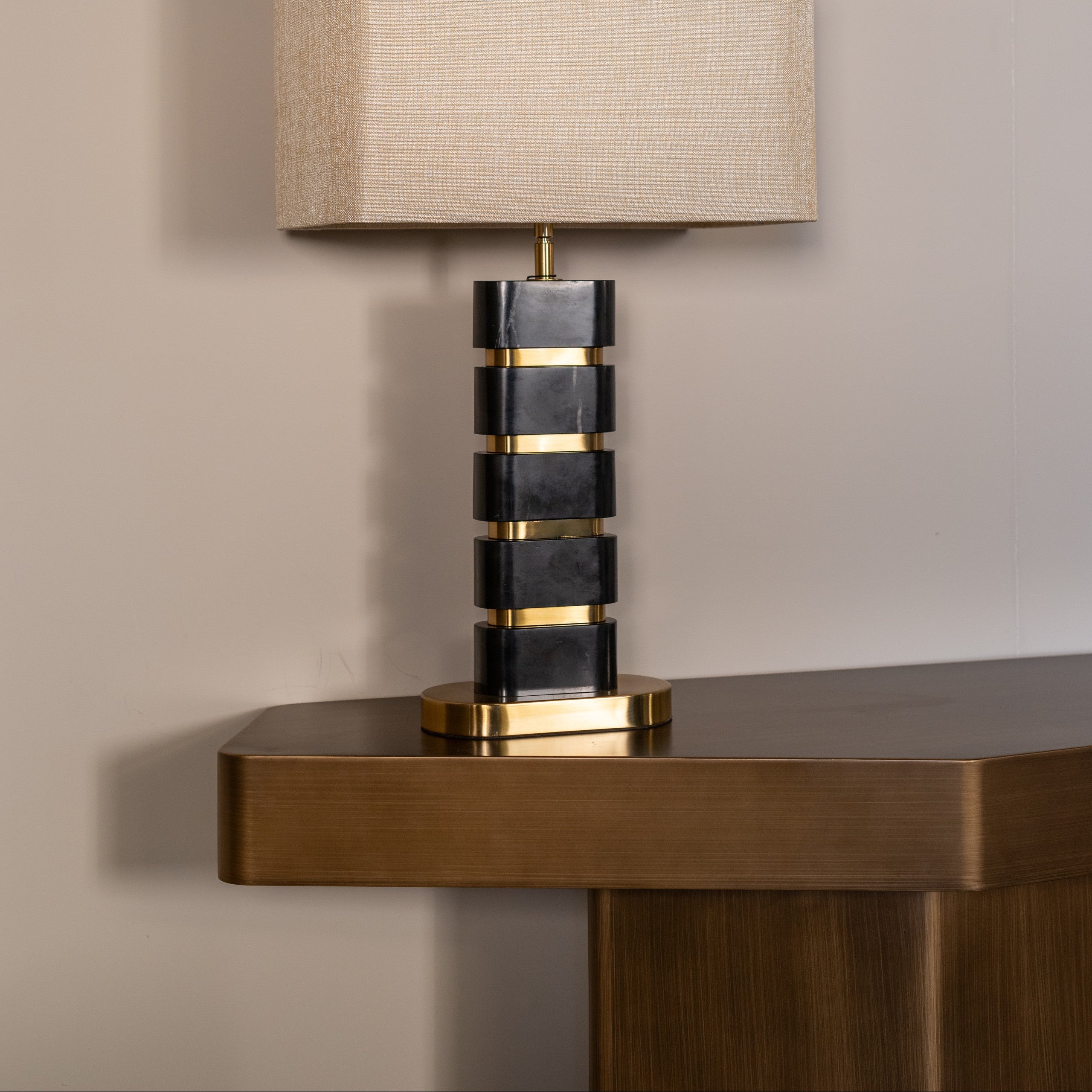 Hexa Brushed Gold Console Table by Richmond Interiors