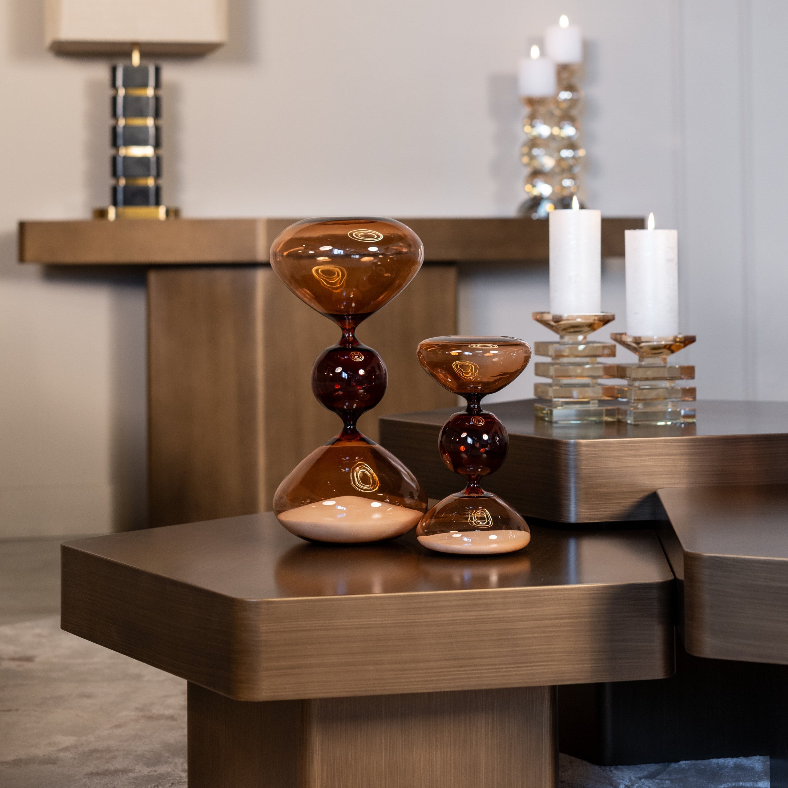 Hexa Brushed Gold Console Table by Richmond Interiors