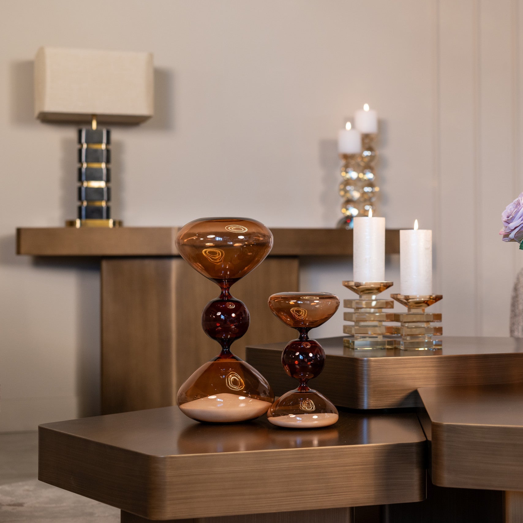 Hexa Brushed Gold Console Table by Richmond Interiors