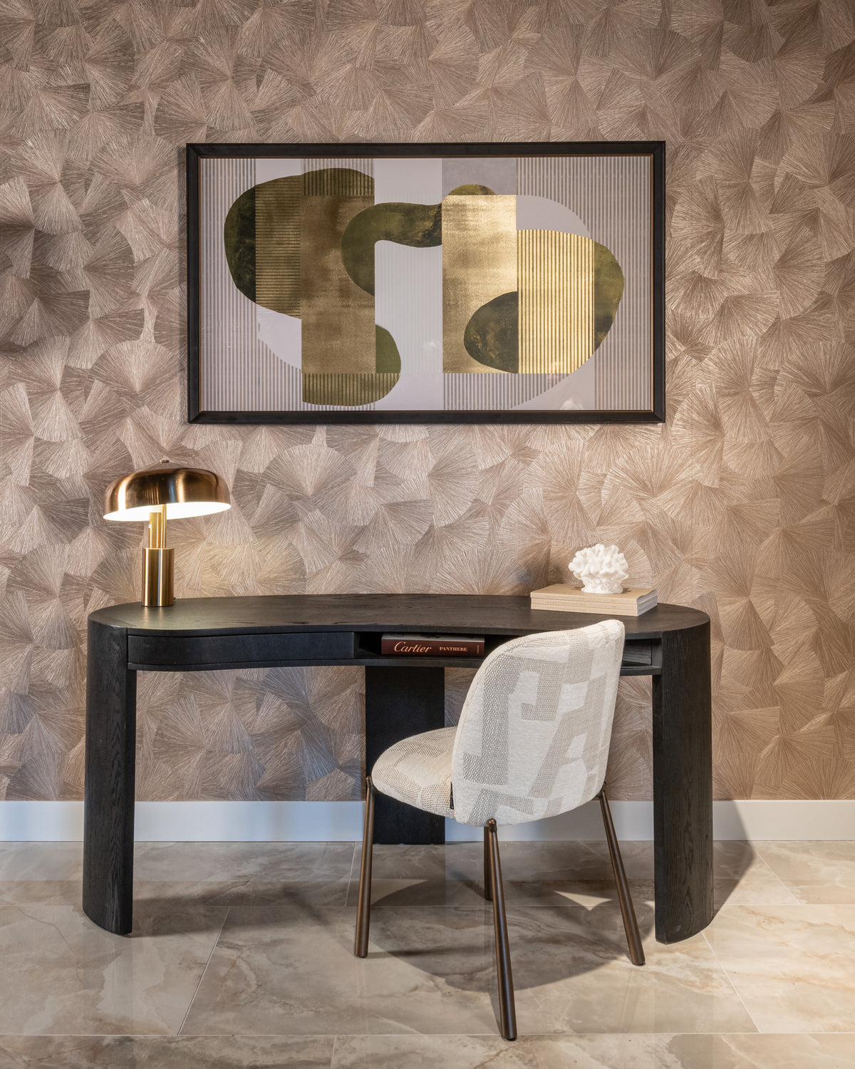 Dining chair Lana beige graffic (Set of 2) by Richmond Interiors