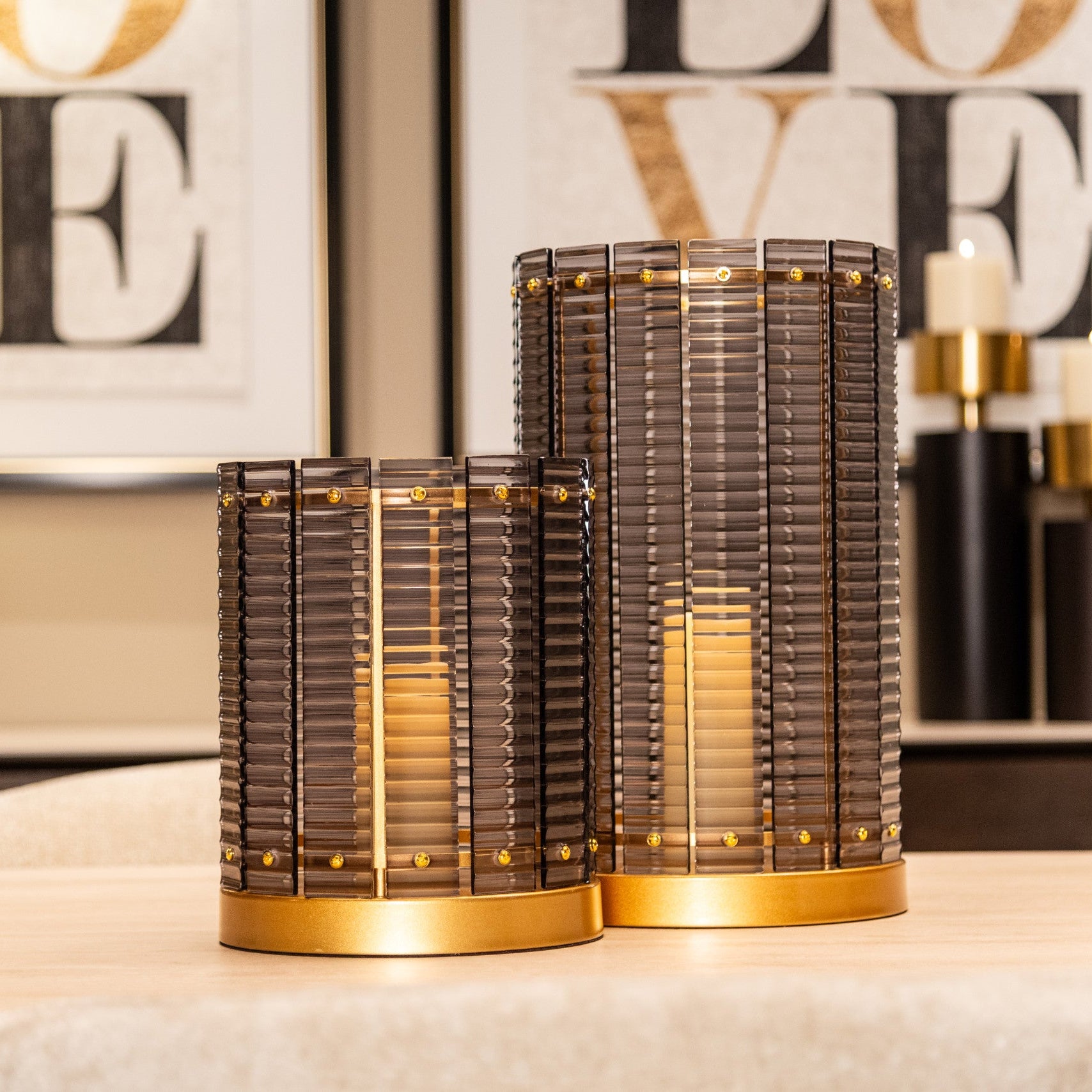 Hurricane light Daylin smoke small by Richmond Interiors