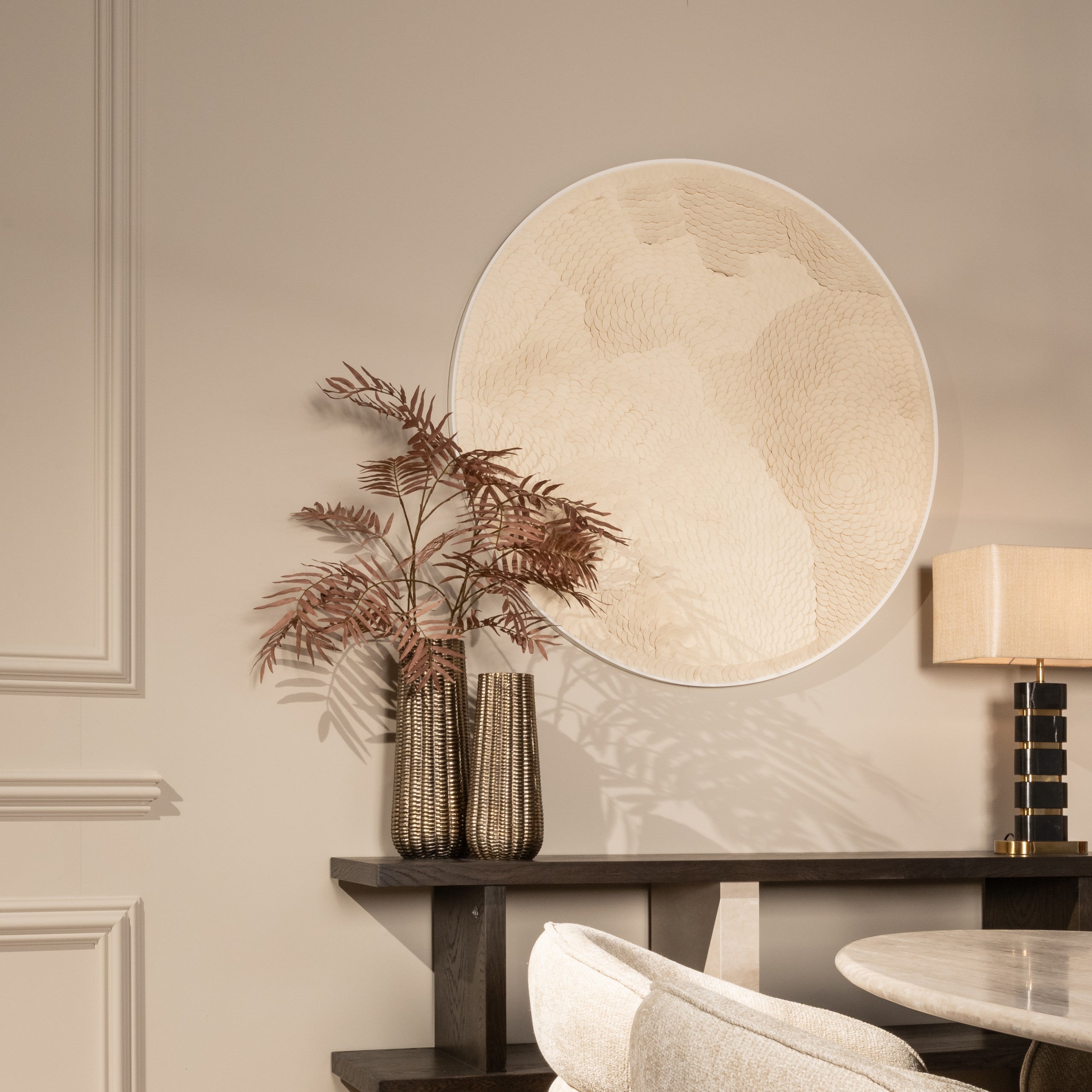 Flow White Round Wall Art by Richmond Interiors