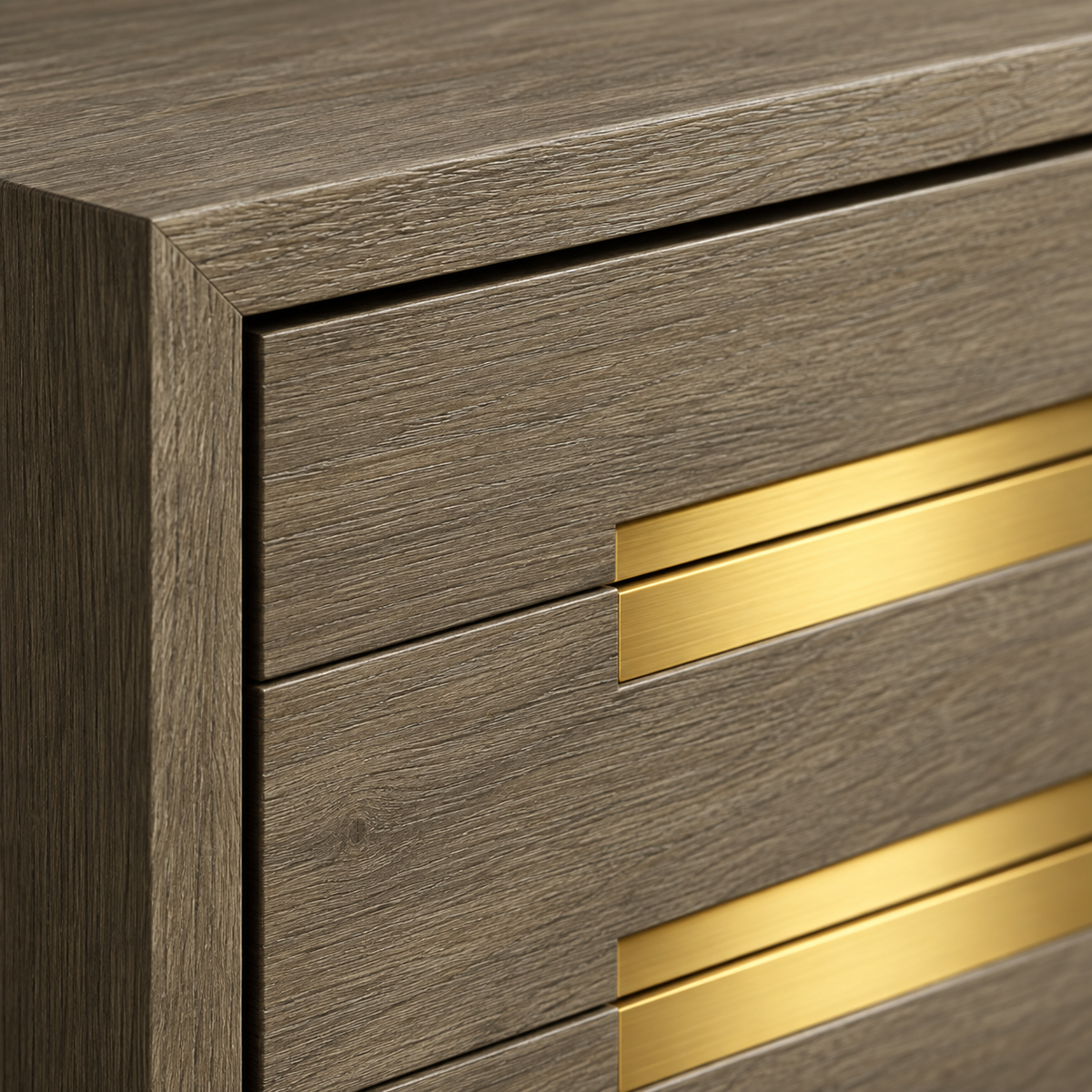 Sevilla Grey Oak Wood & Gold Chest of Drawers by Berkeley Designs