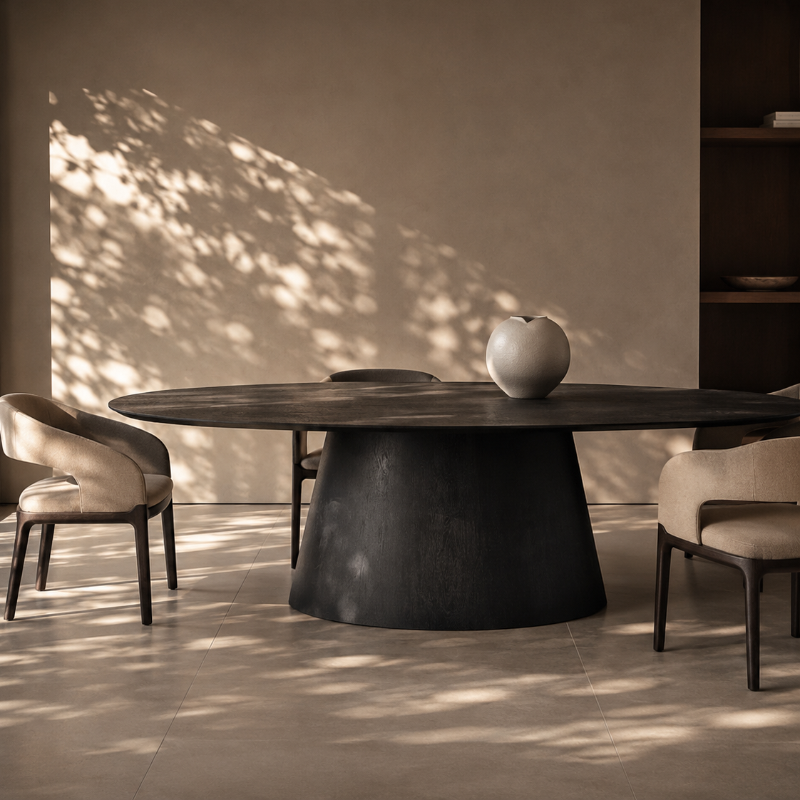 Tavamo Oval Black Oak Dining Table Tommy Franks