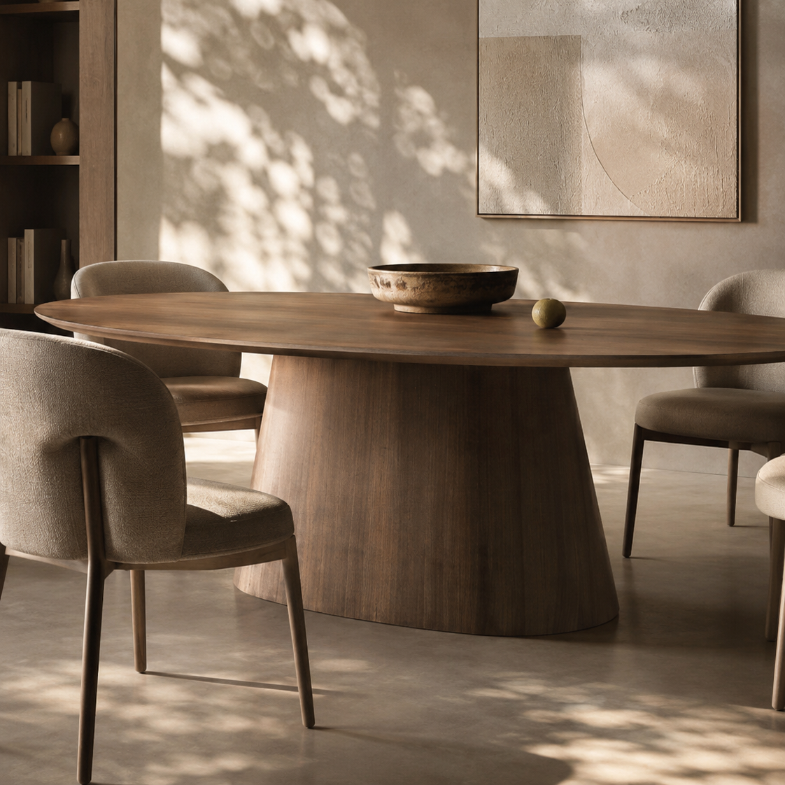 Tavamo Oval Walnut Wood Dining Table Tommy Franks