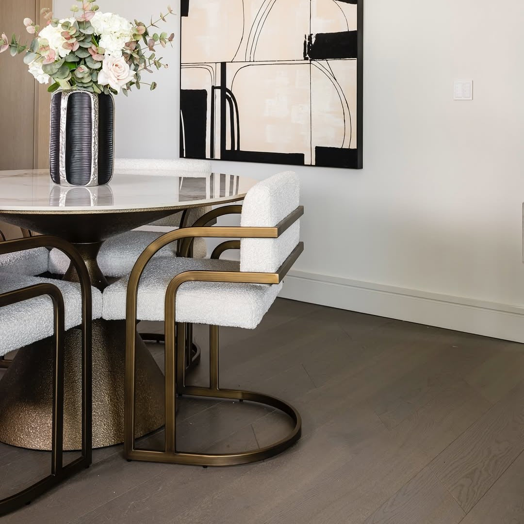 Dylan Boucle Sand & Antique Bronze Dining Chair by Liang & Eimil
