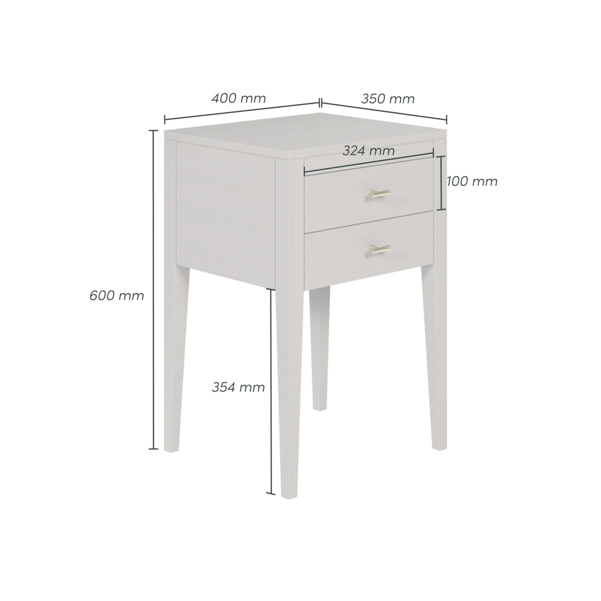 Radford 2 Drawer Bedside Table - Grey by D.I. Designs