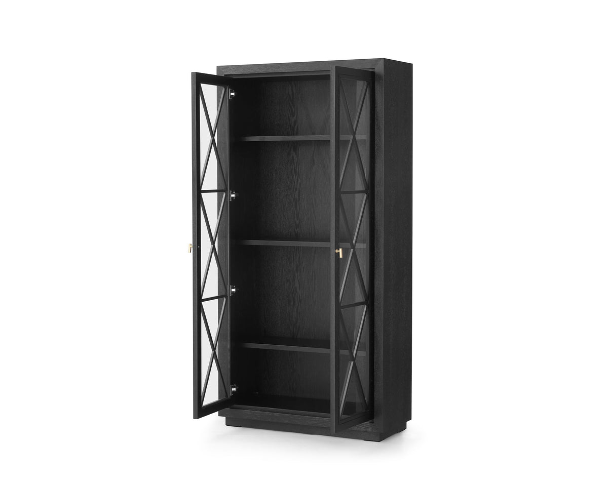 York Cabinet - Oak Veneer and Glass