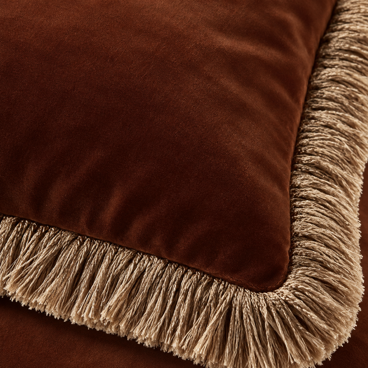 Verona Double Sided Fringe Edge Cushion 55cm - Chocolate Brown Malini