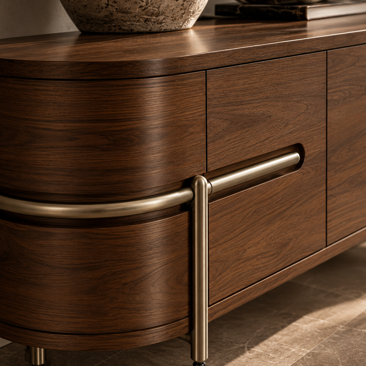 Vienna Natural Walnut & Brushed Brass Sideboard Berkeley Designs