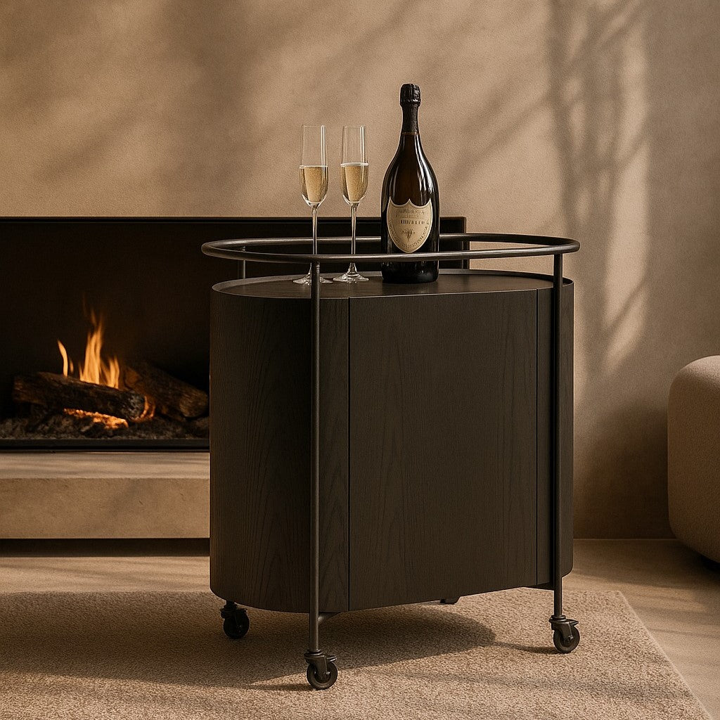 Capri Black Bar Cart by Tommy Franks