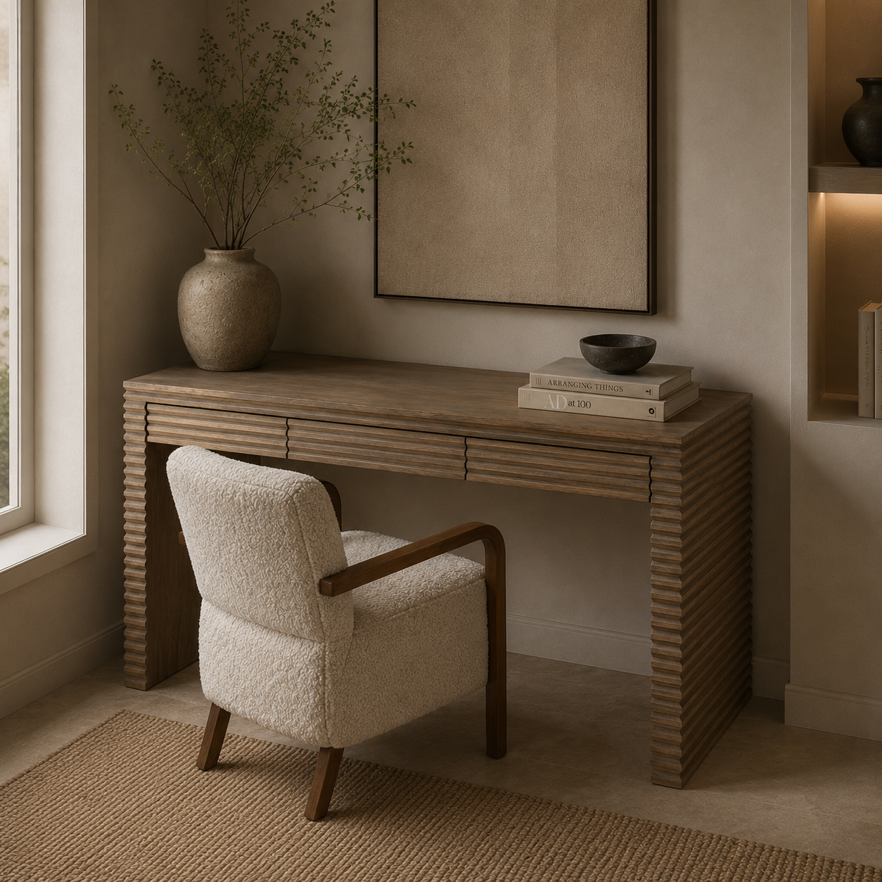 Wickham Wood Desk - Ribbed Oak by D.I. Designs