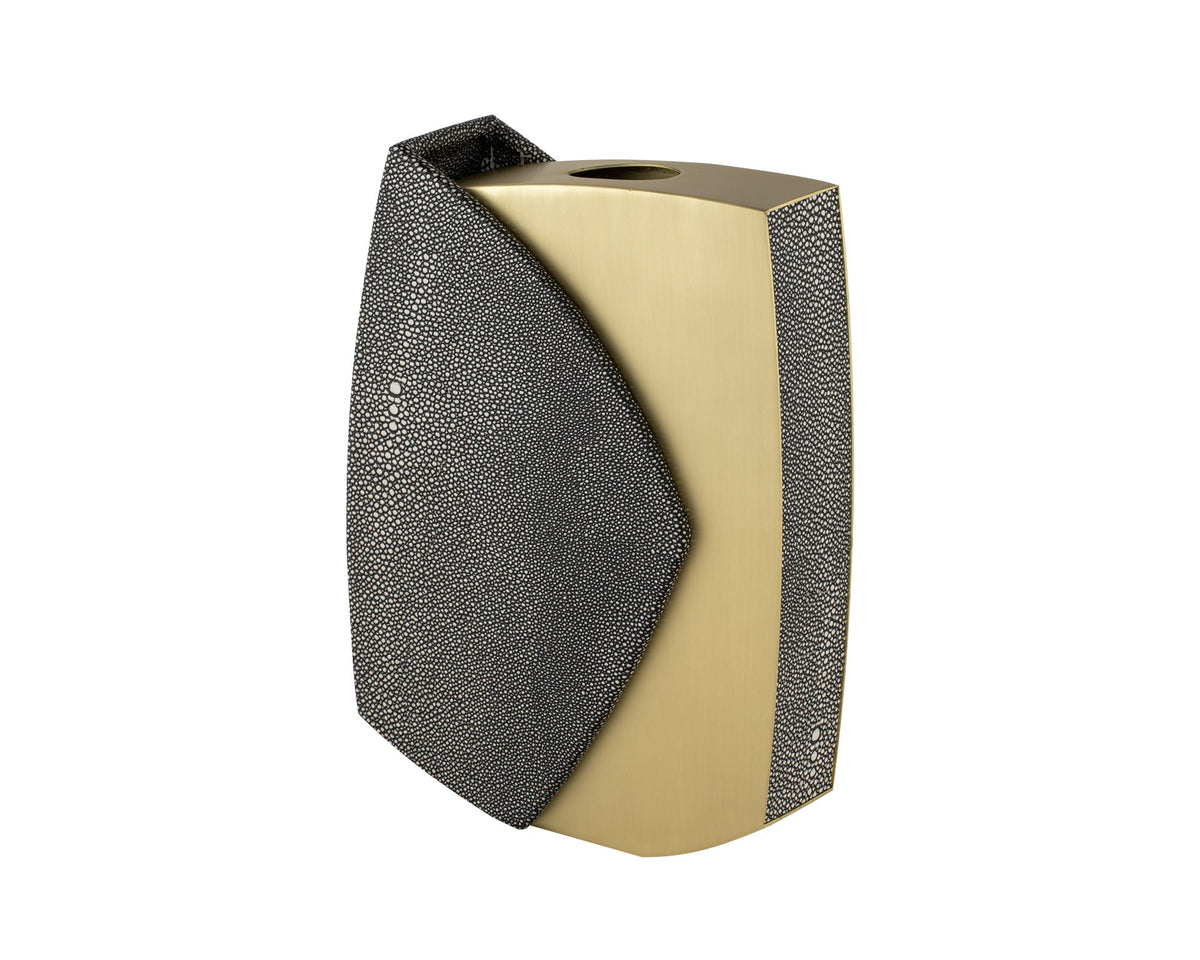 Raymond Vase - Grey Faux Shagreen/Brushed Brass Liang & Eimil