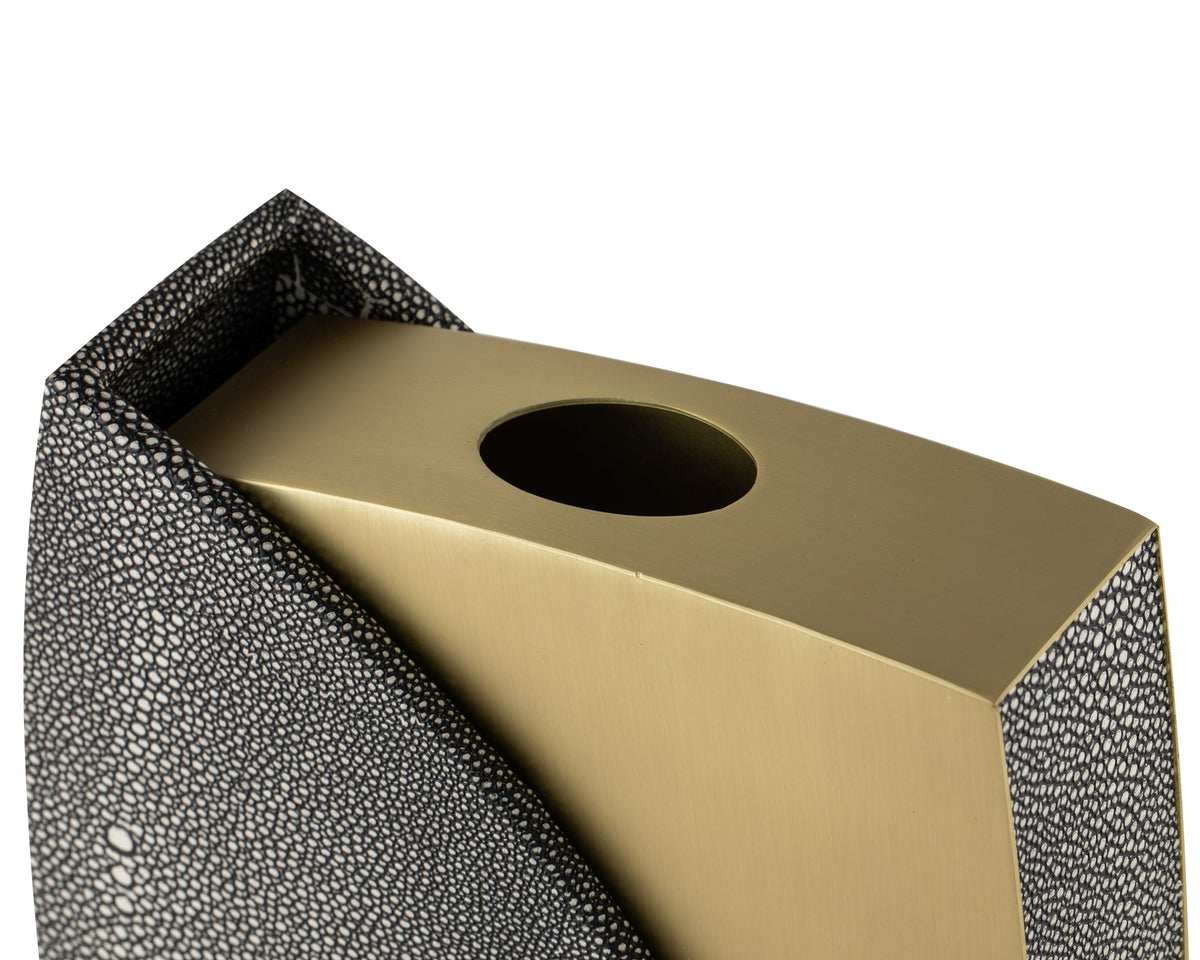 Raymond Vase - Grey Faux Shagreen/Brushed Brass Liang & Eimil