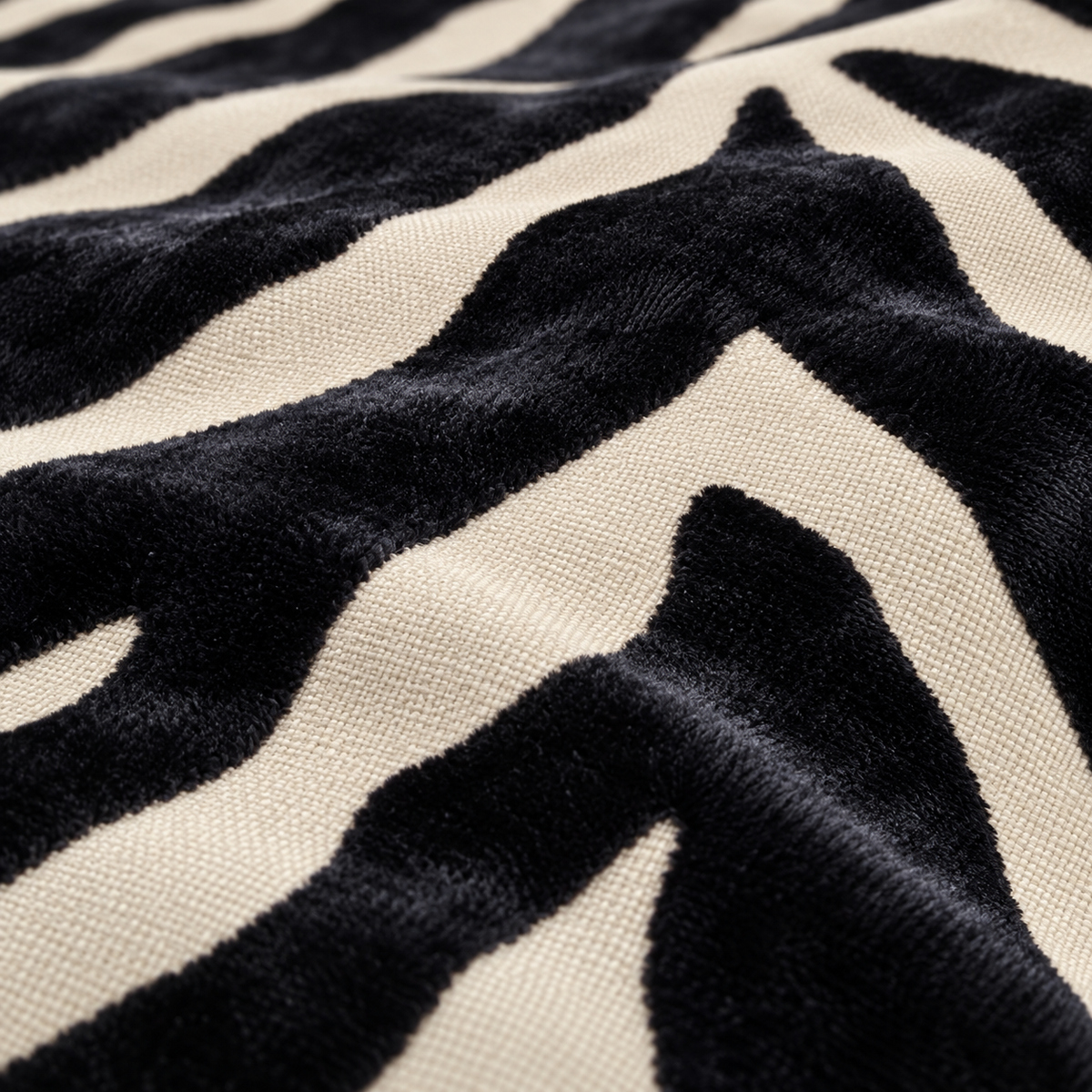 Zebedeedodah Zebra Velvet Cushion 43cm - Black Malini