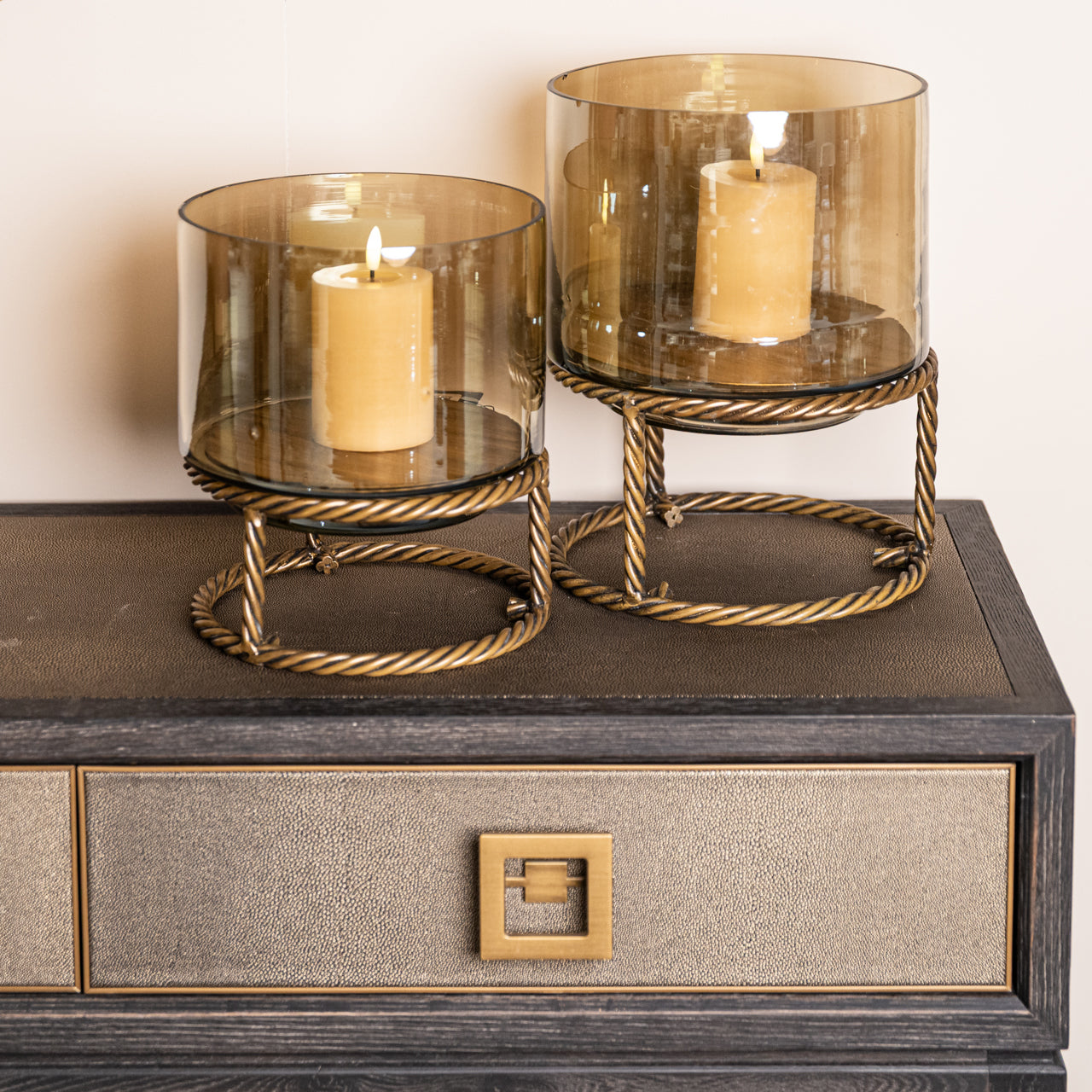 Bloomville Brass & Faux Shagreen Console Table by Richmond Interiors