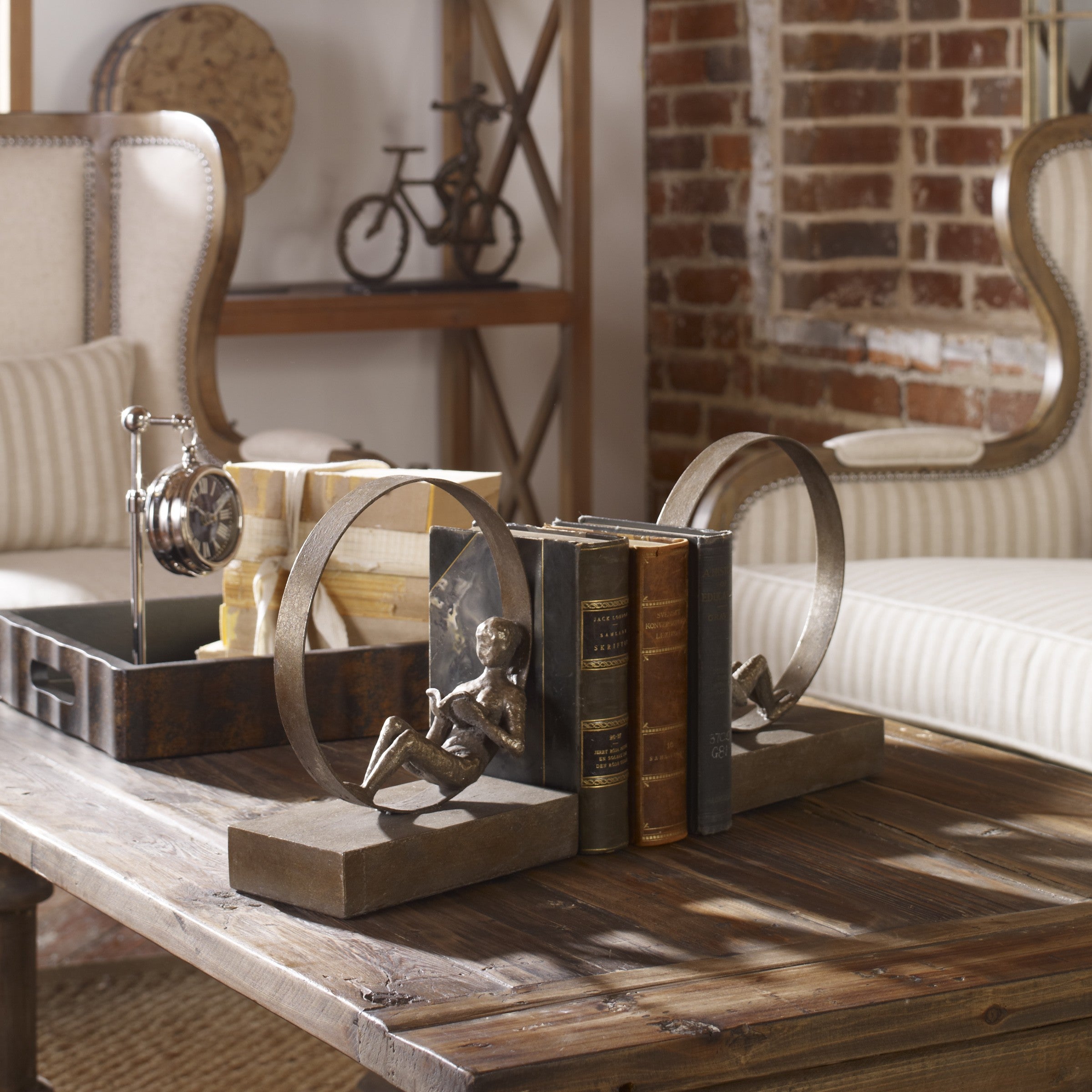 Lounging Reader Antique Bookends - Set of 2 by Uttermost