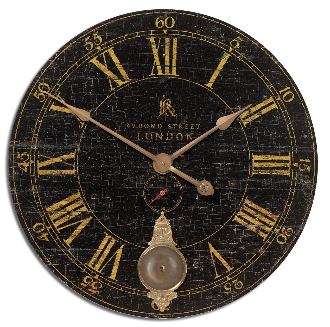 Bond Street 30" Black Wall Clock by Uttermost
